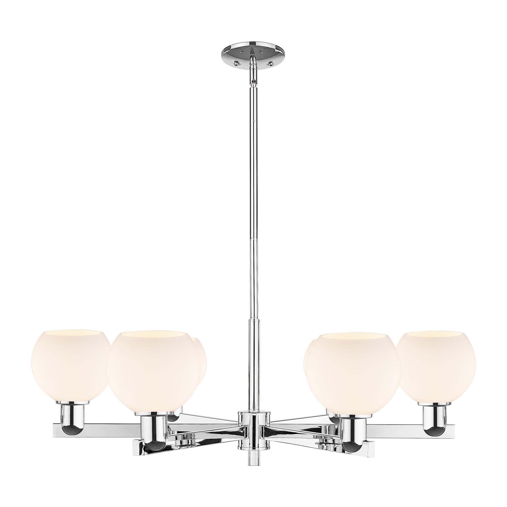 Shown in Polished Chrome finish and Matte White glass