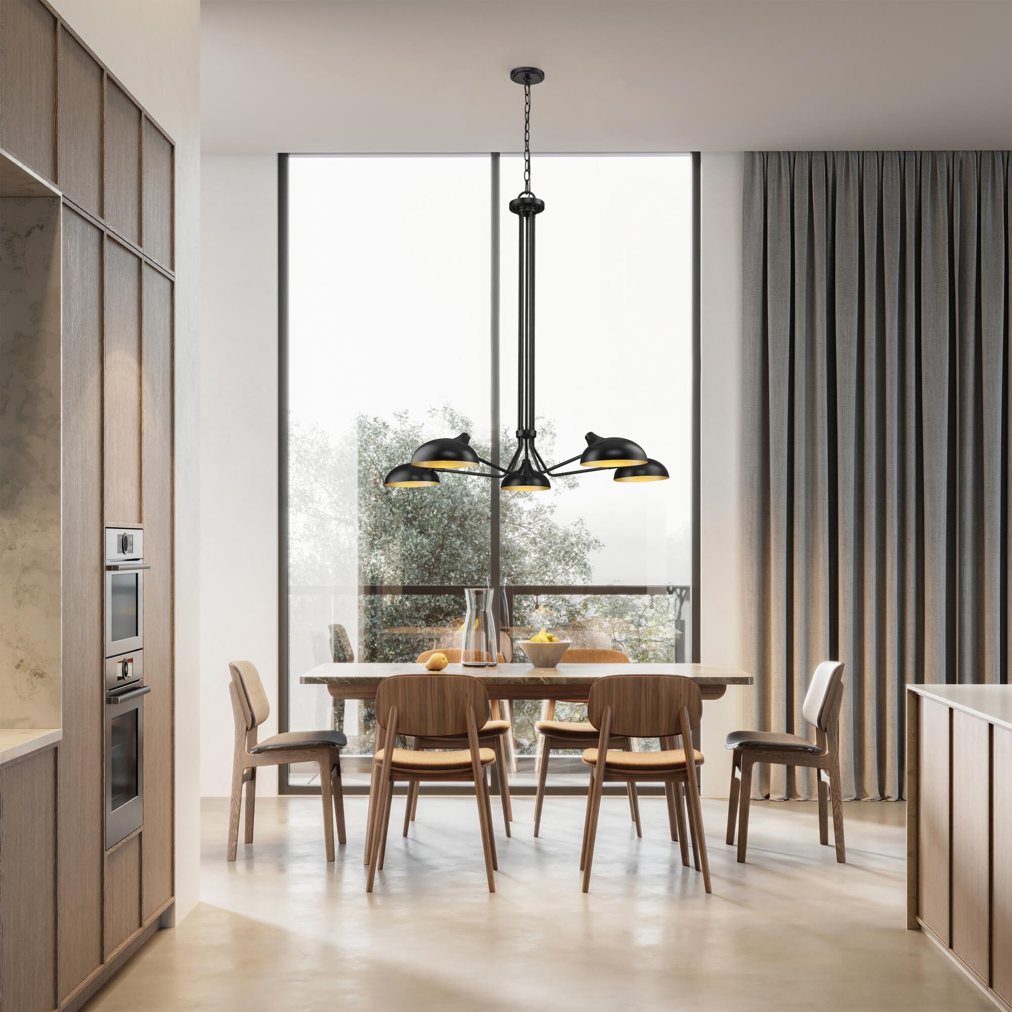 Shown in Matte Black finish and Matte Black Outer and Gold Inner Steel shade