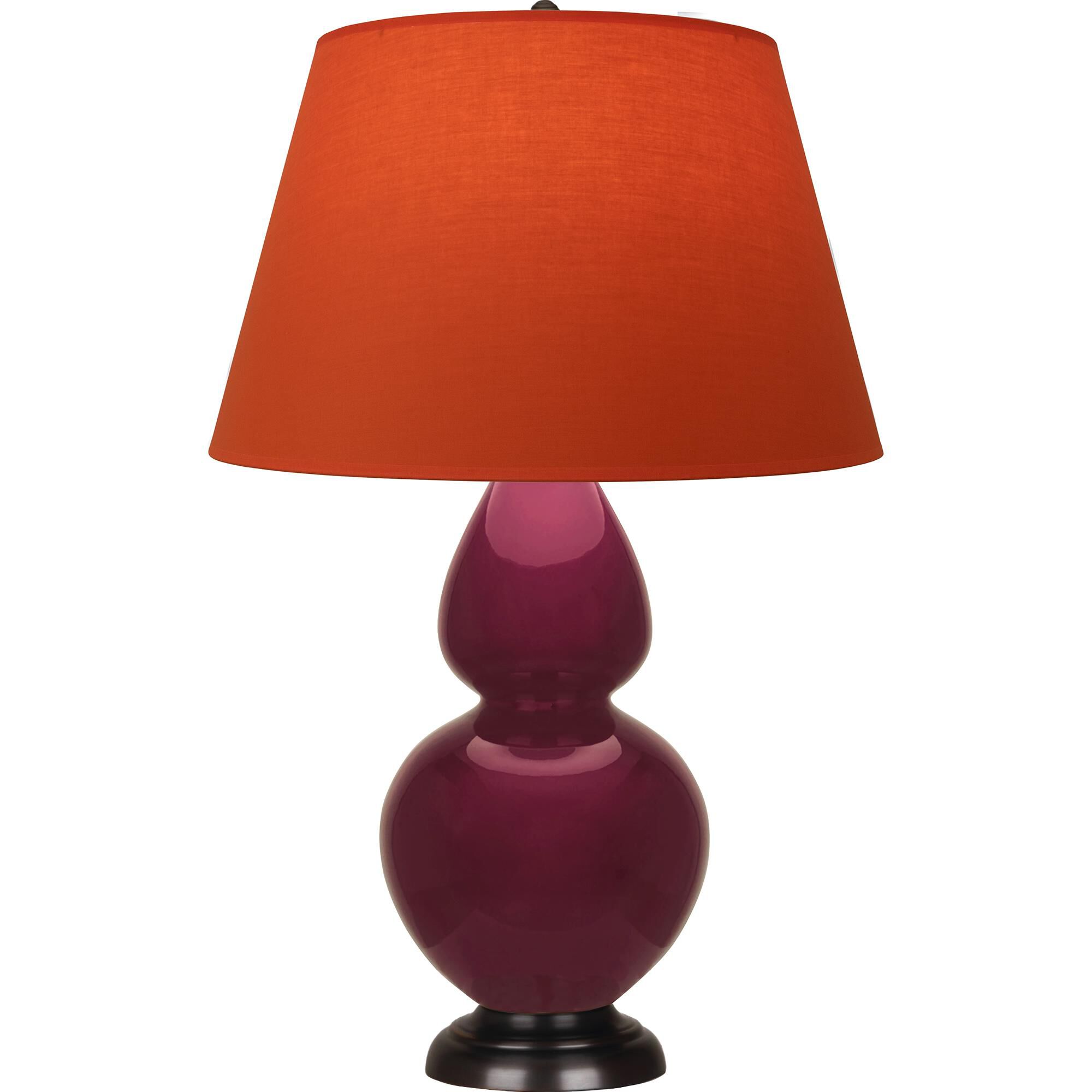 Shown in Sugar Plum Glazed finish and Tangerine and Taupe Lining shade and Deep Patina Bronze accent
