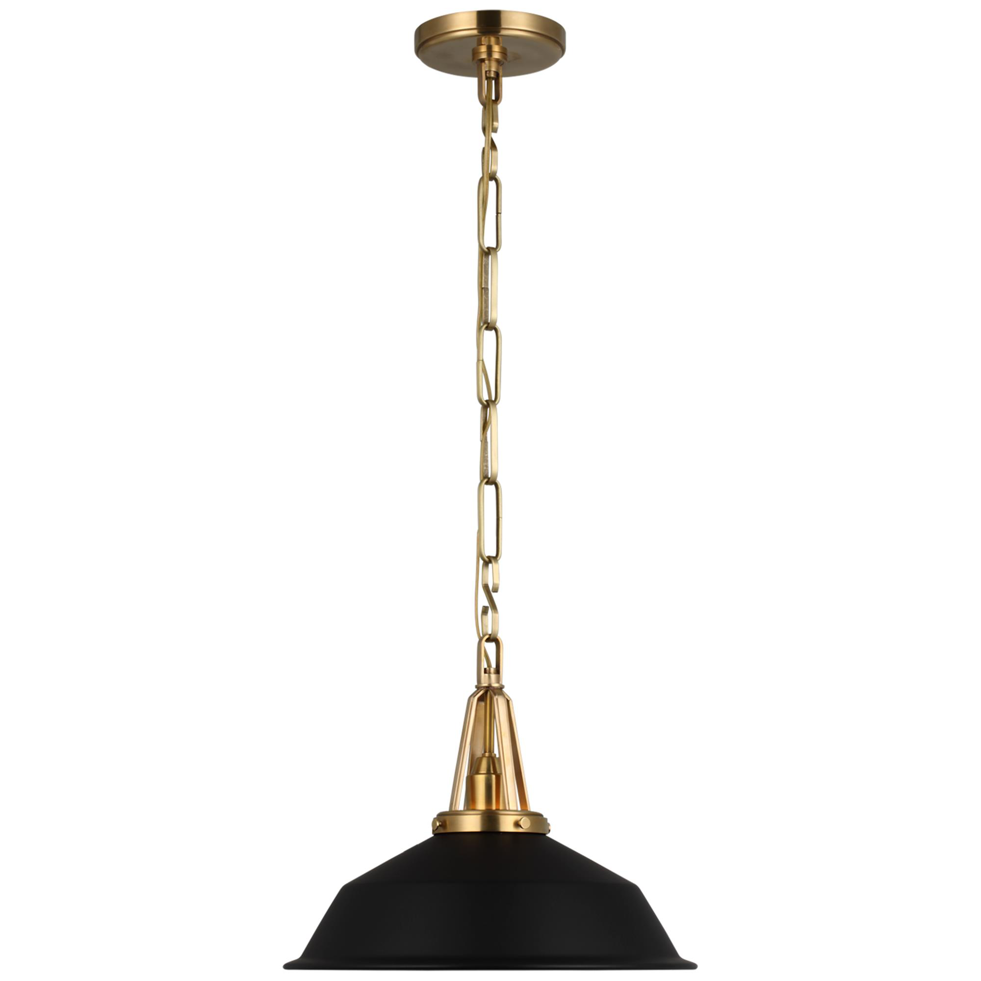 Shown in Antique-Burnished Brass finish and Matte Black shade
