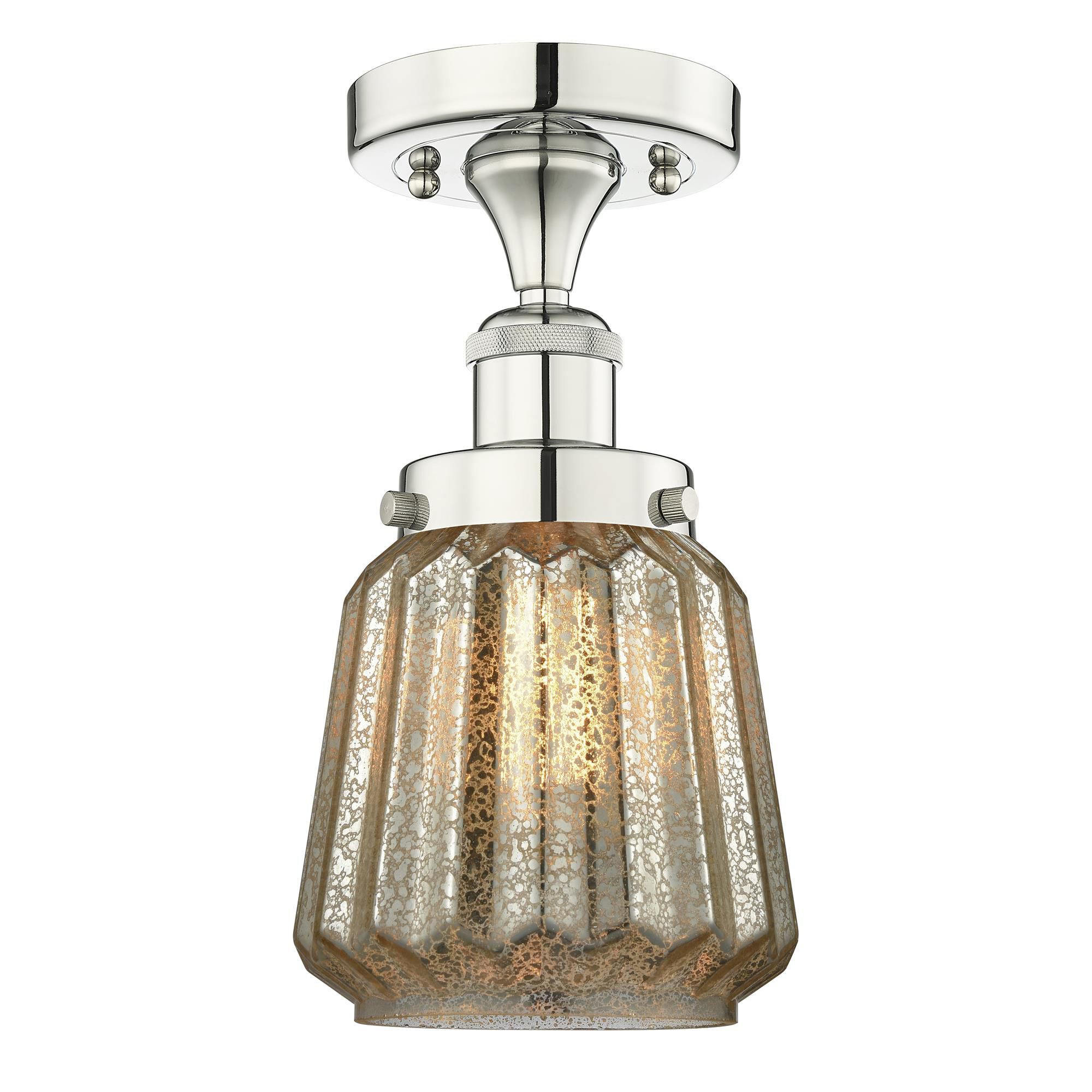 Shown in Polished Nickel finish and Mercury glass