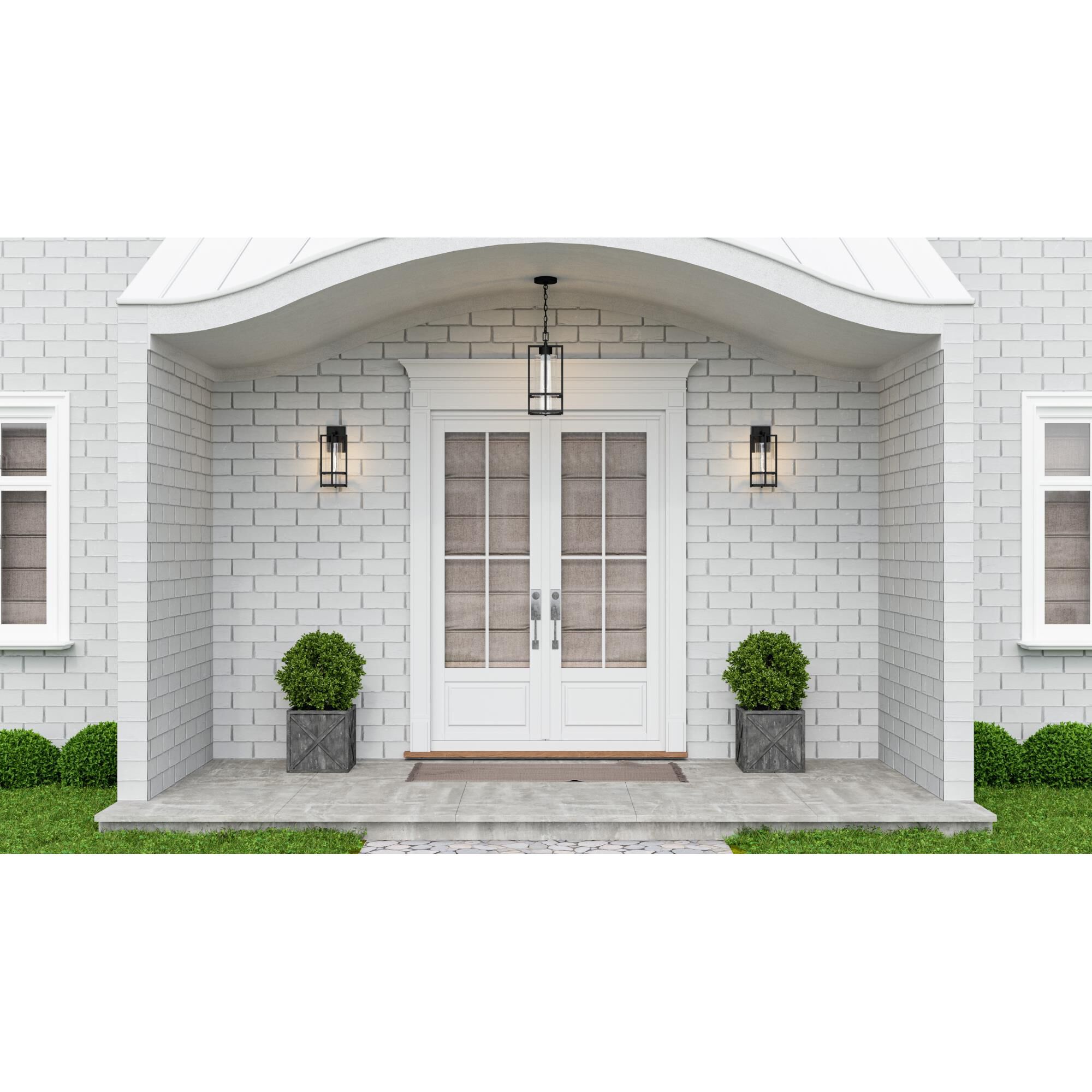 Shown in Earth Black finish and Clear Seeded glass