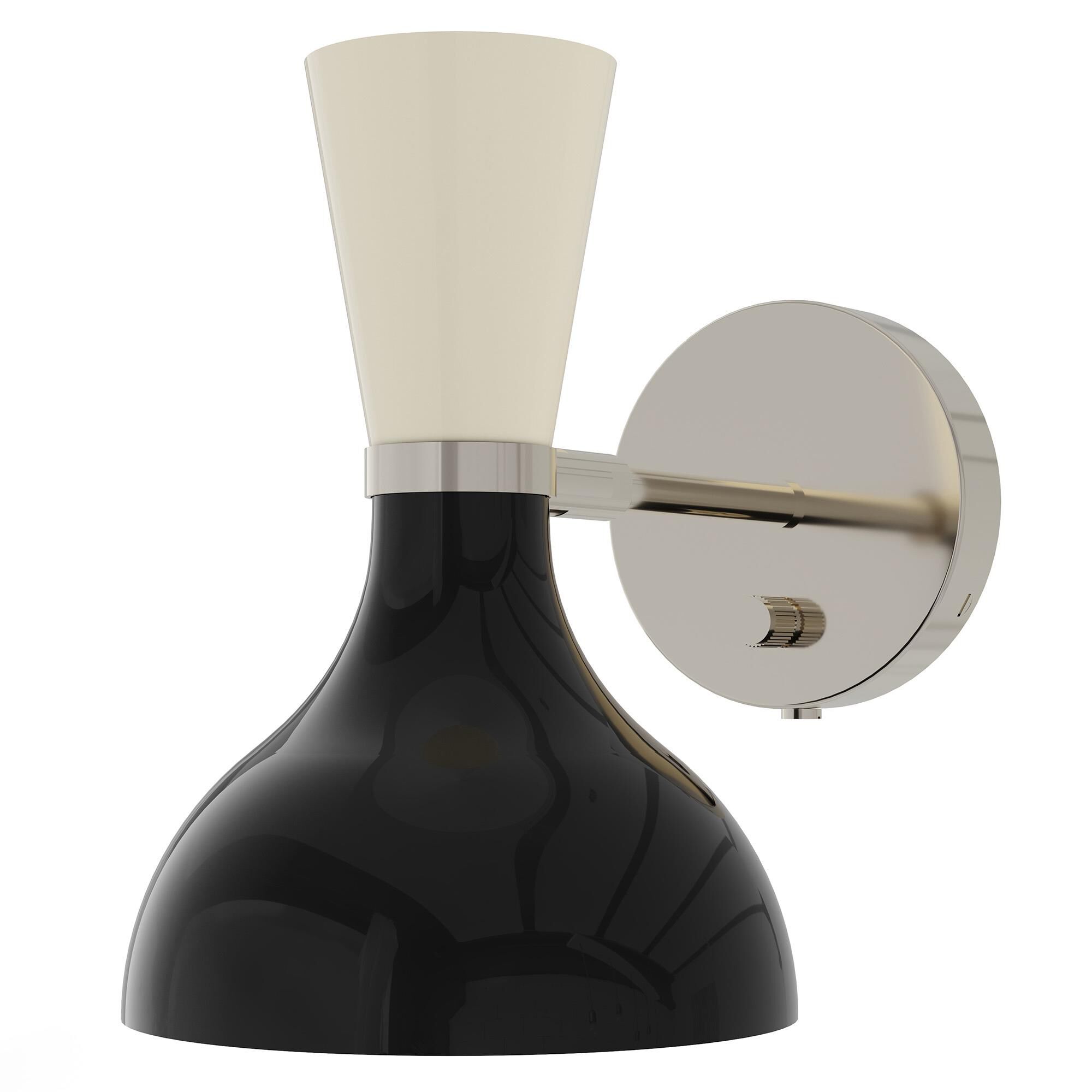 Shown in Polished Nickel finish and Obsidian and Bone shade