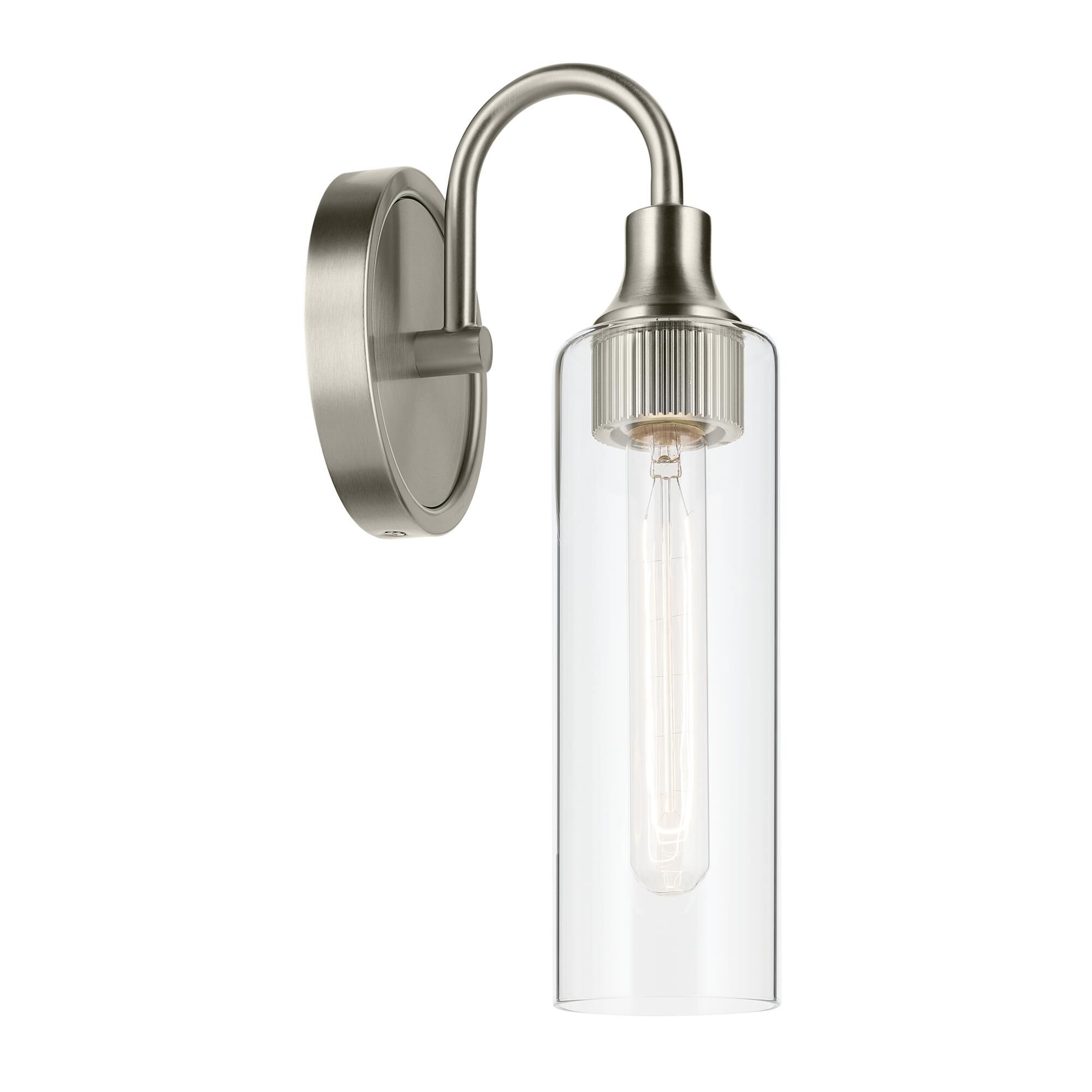 Shown in Brushed Nickel finish and Clear glass