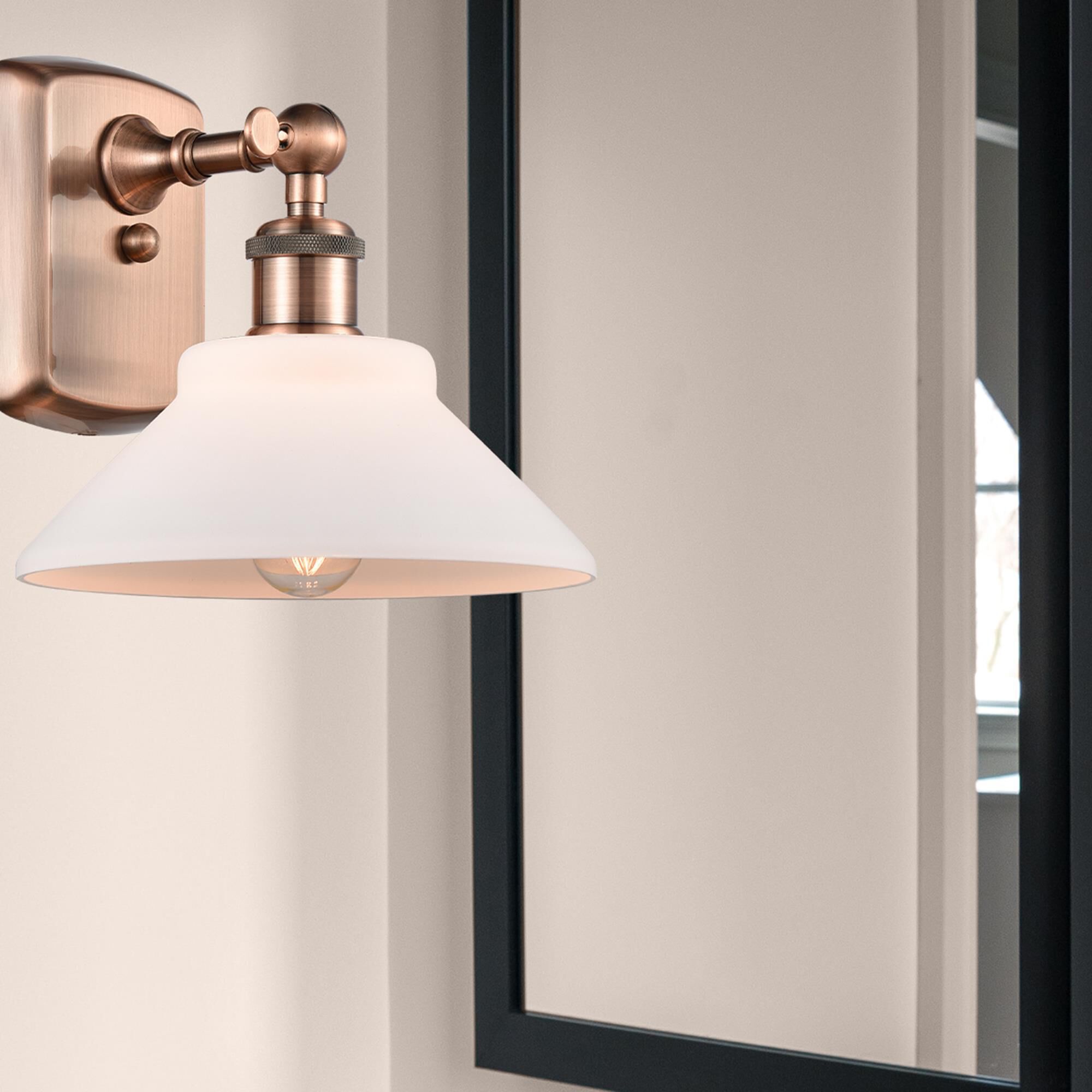 Shown in Antique Copper finish and Disc glass and Glass shade