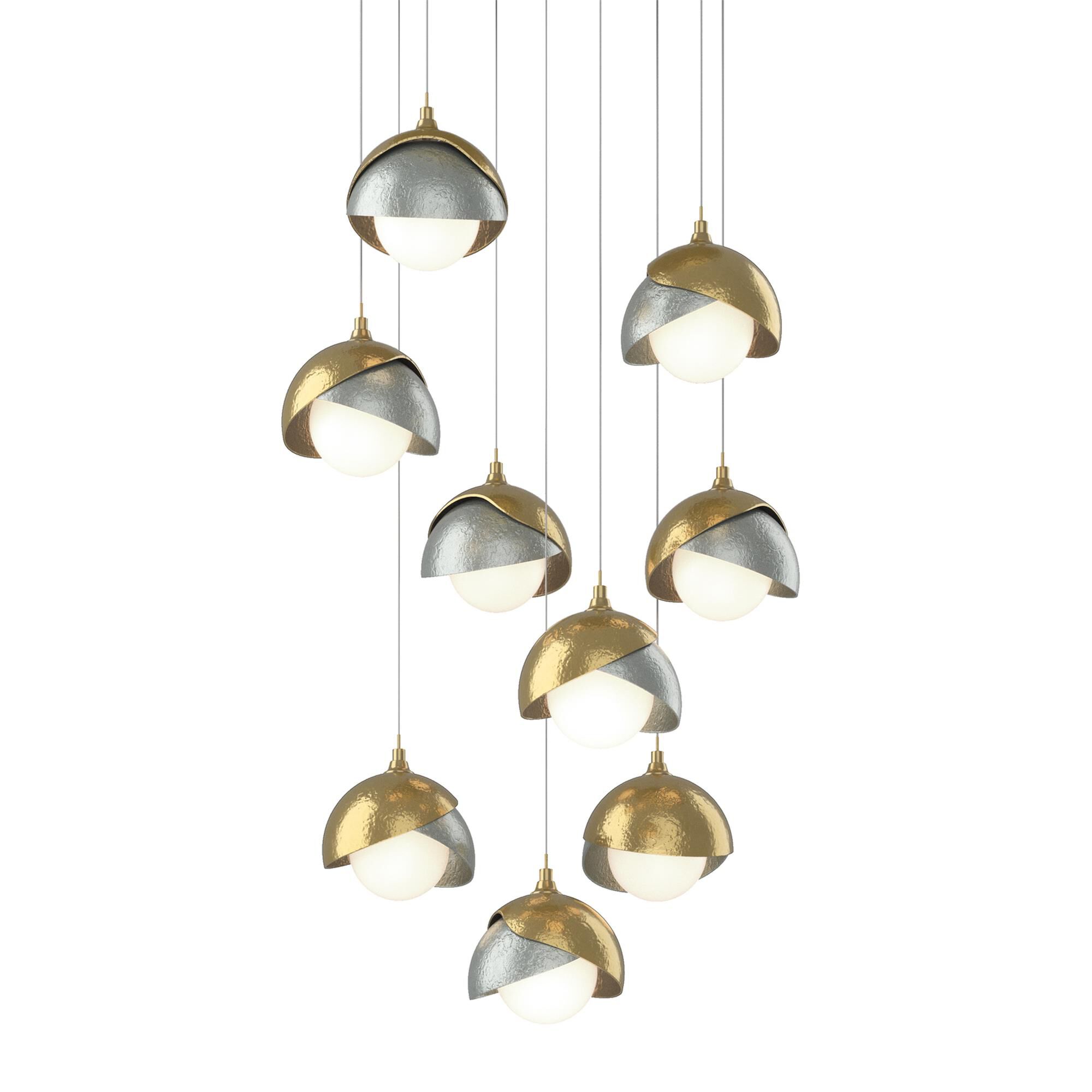 Shown in Modern Brass finish and Opal glass and Vintage Platinum accent