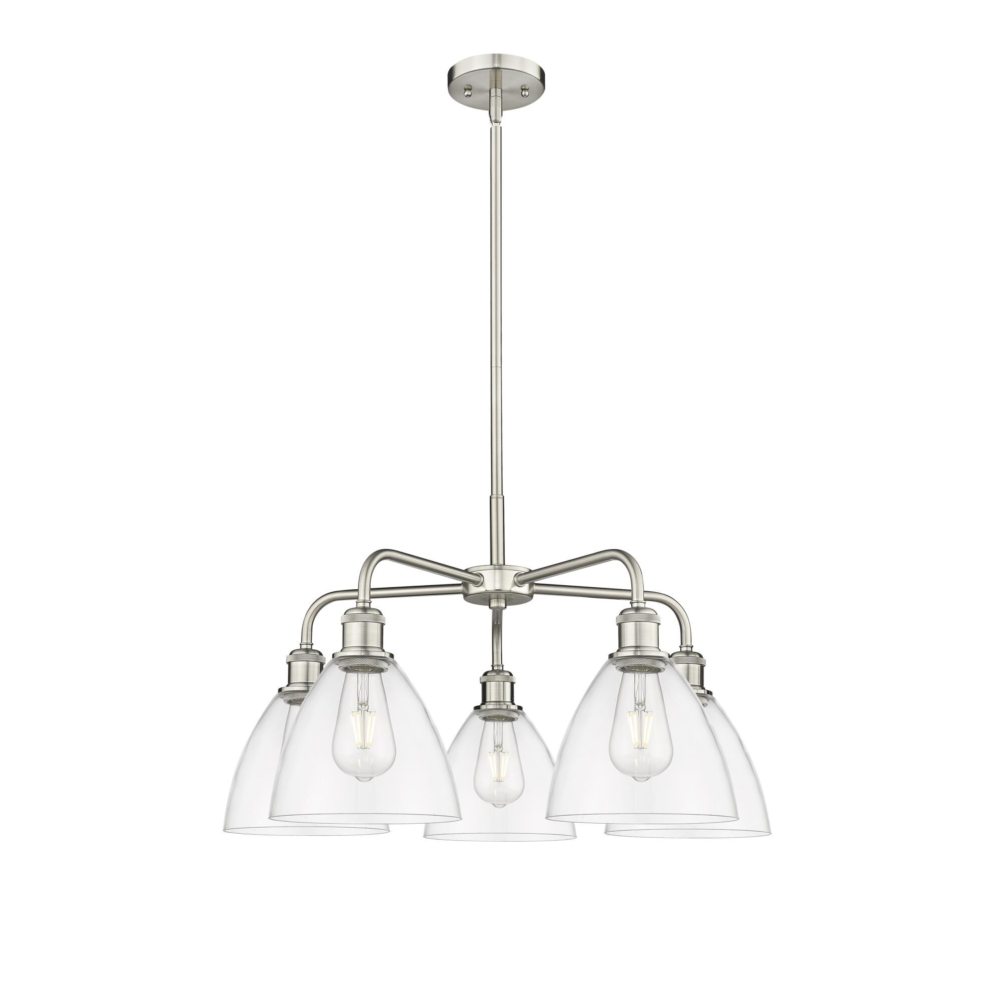 Shown in Satin Nickel finish and Clear glass