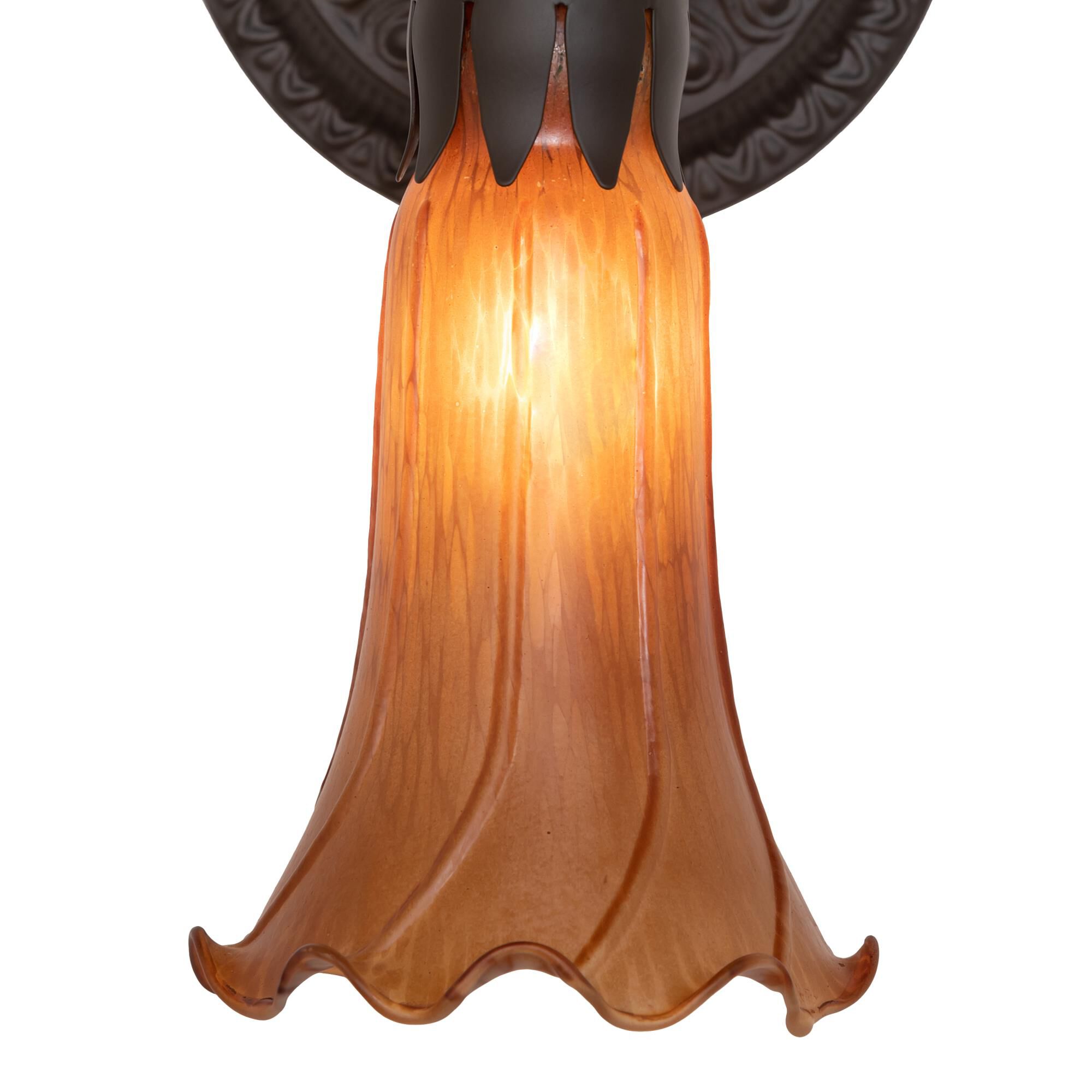 Shown in Oil Rubbed Bronze finish and Amber /Acrylic glass