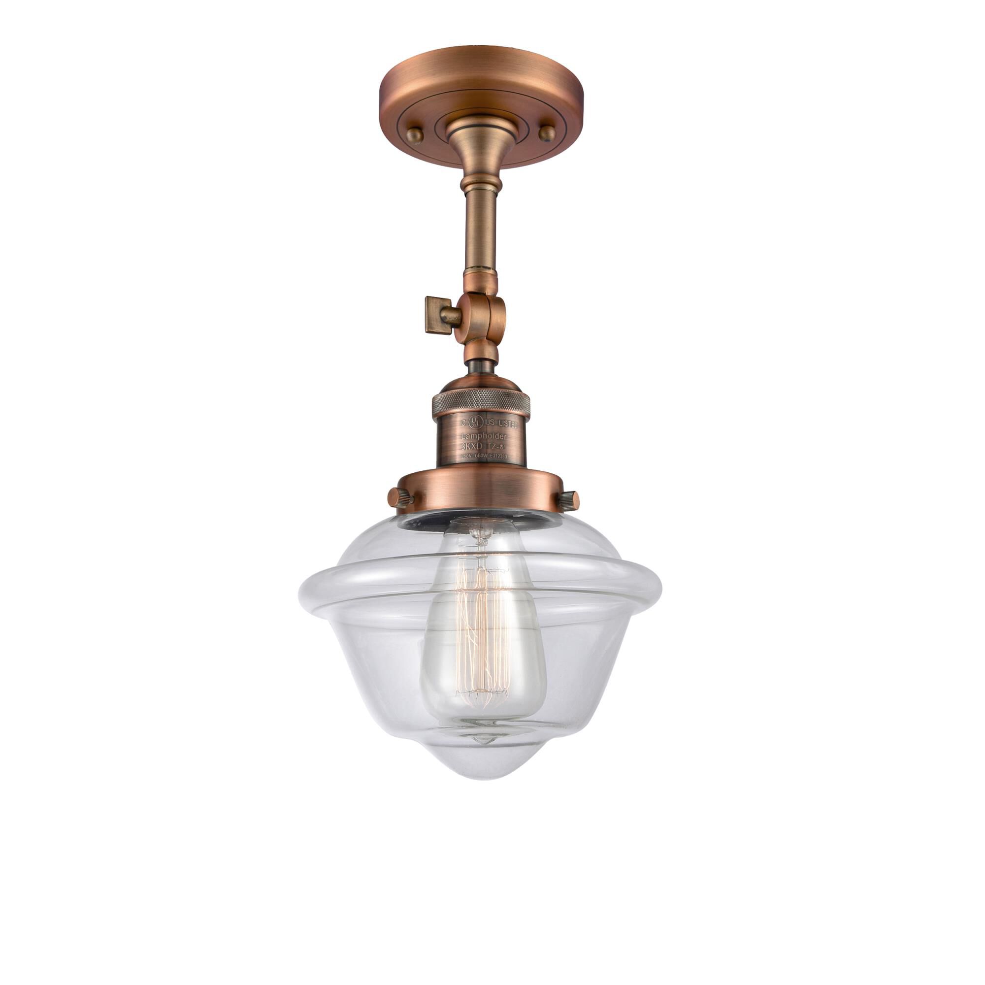 Shown in Antique Copper finish and Clear glass