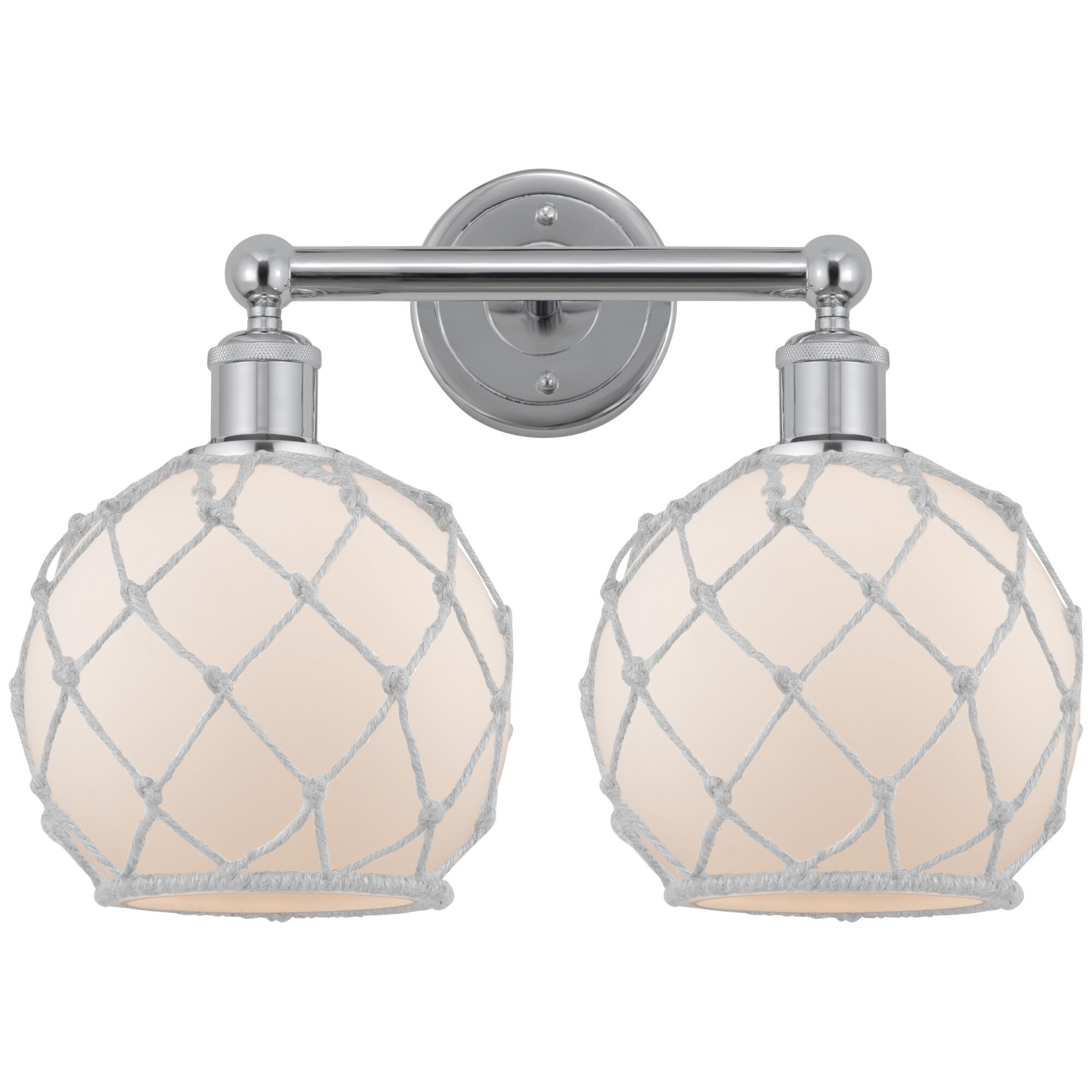 Shown in Polished Chrome finish and White with White Rope glass