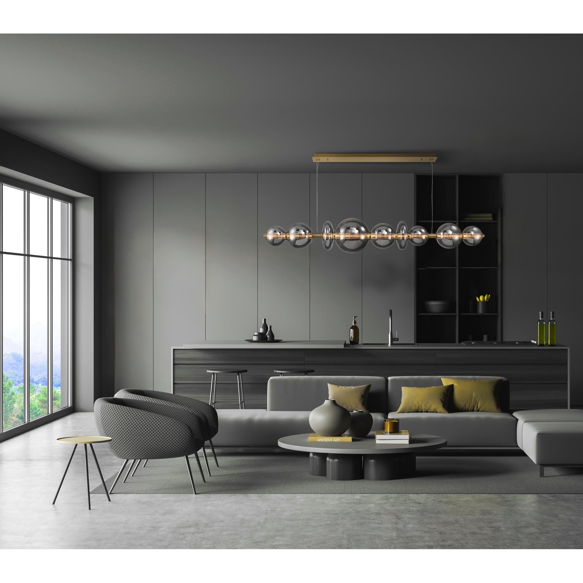 Shown in Gold finish and Smoke  glass