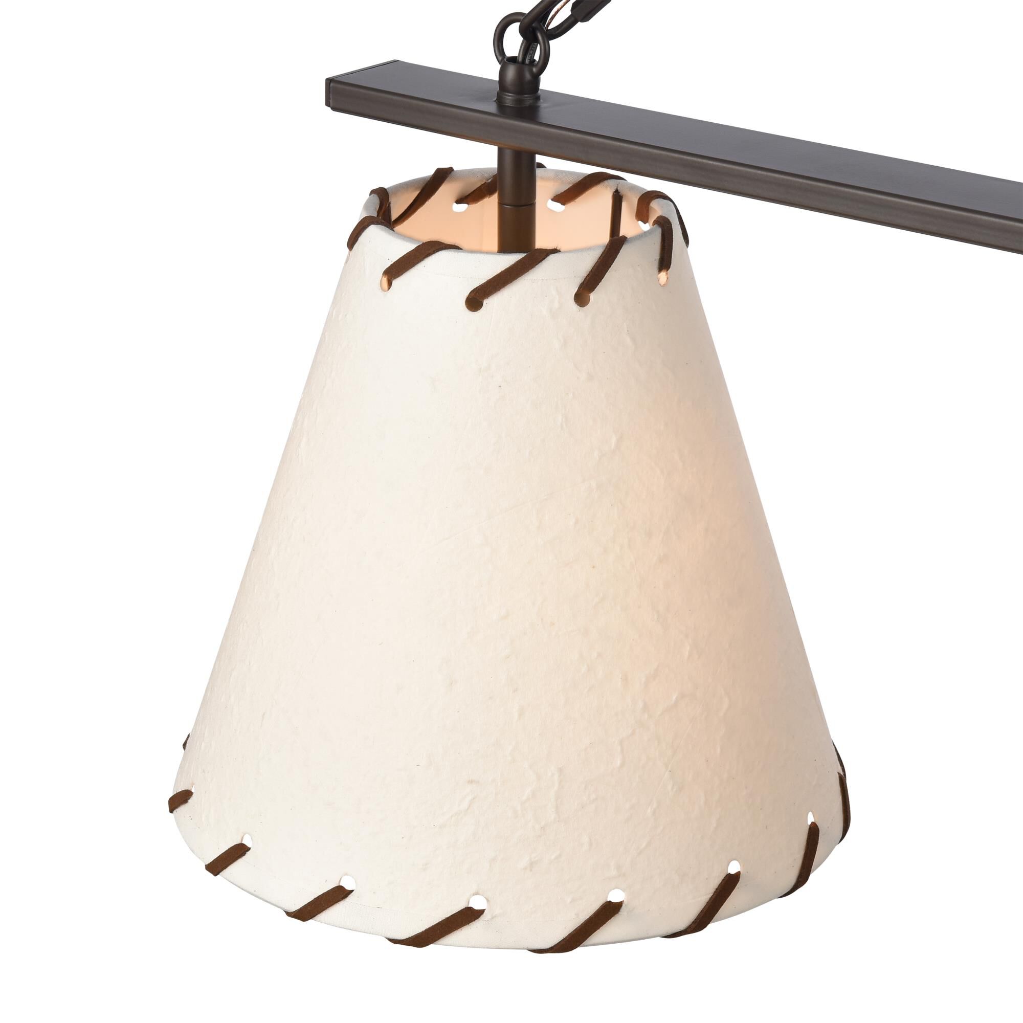 Shown in Oil Rubbed Bronze finish and Parchment Paper Shade glass
