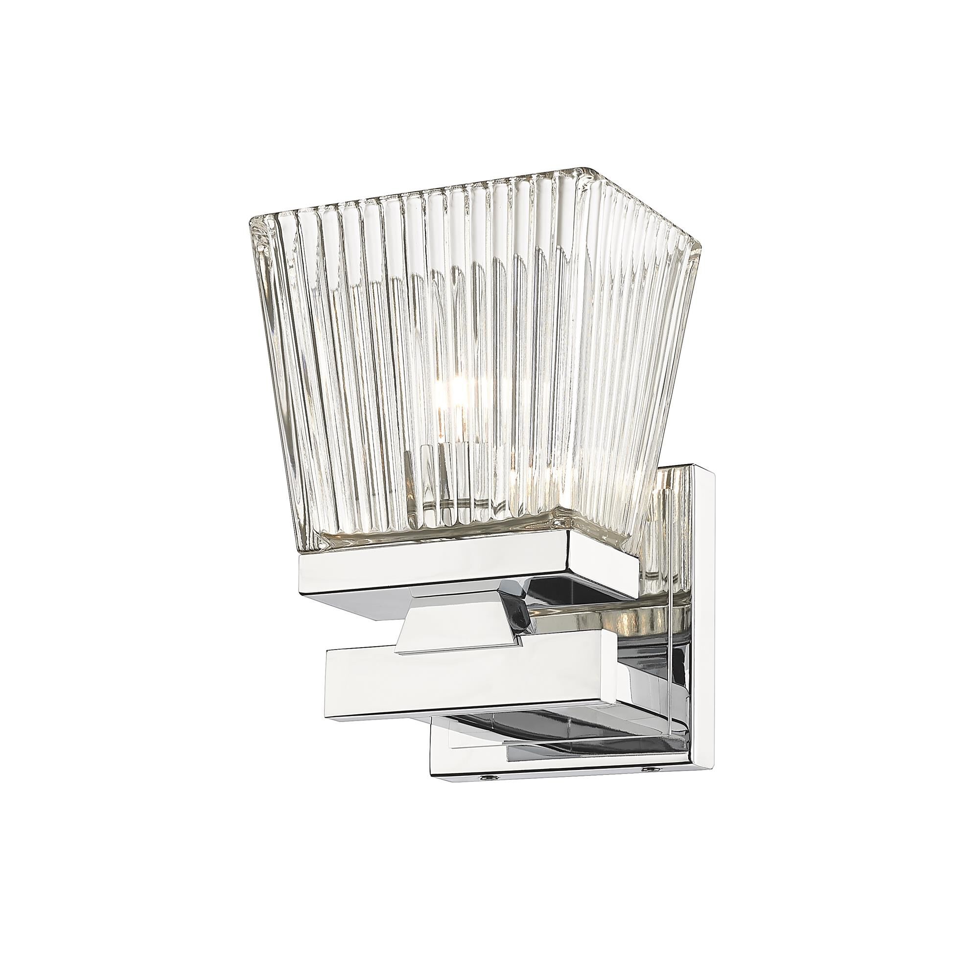 Shown in Chrome finish and Glass shade