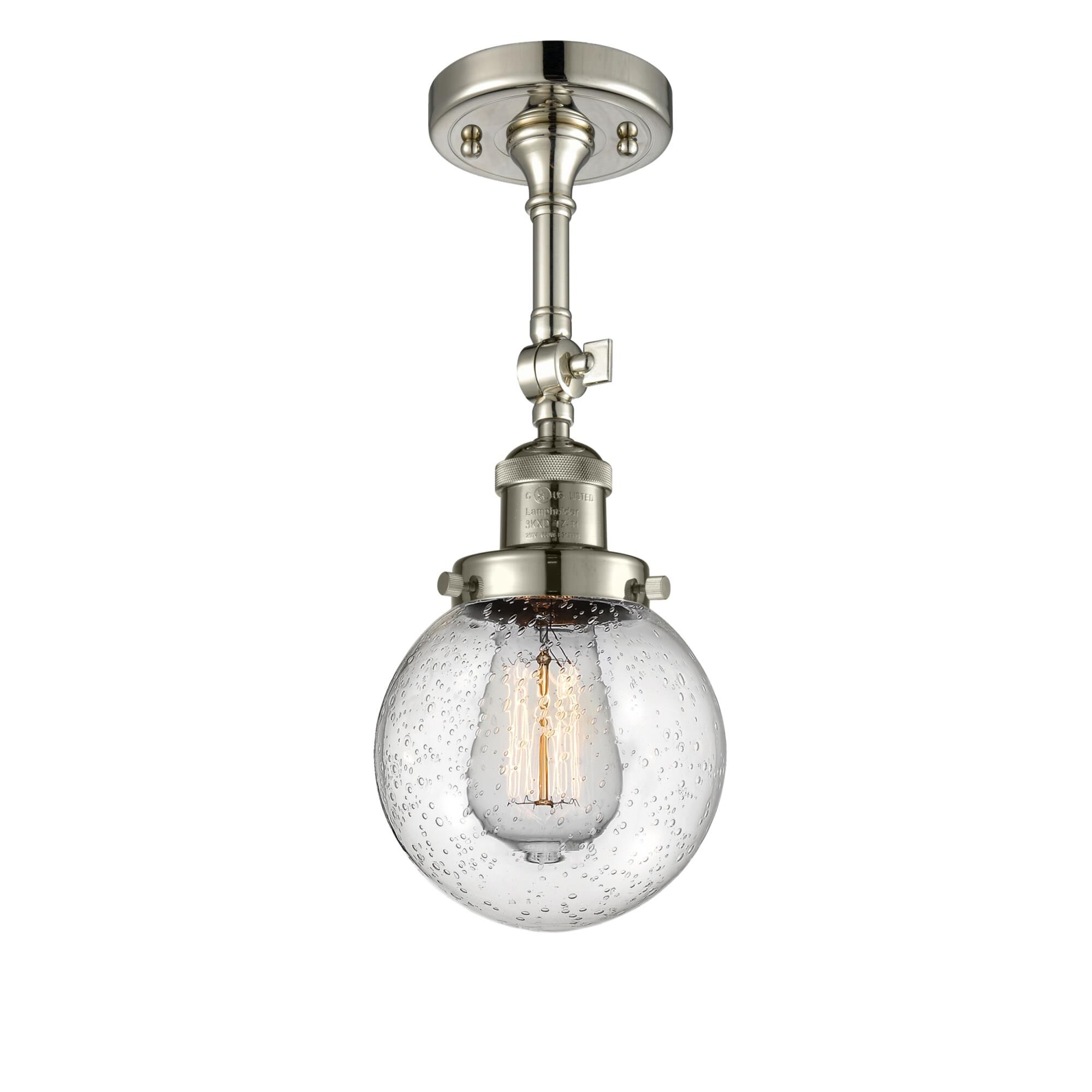 Shown in Polished Nickel finish and Seedy glass and No Accent accent