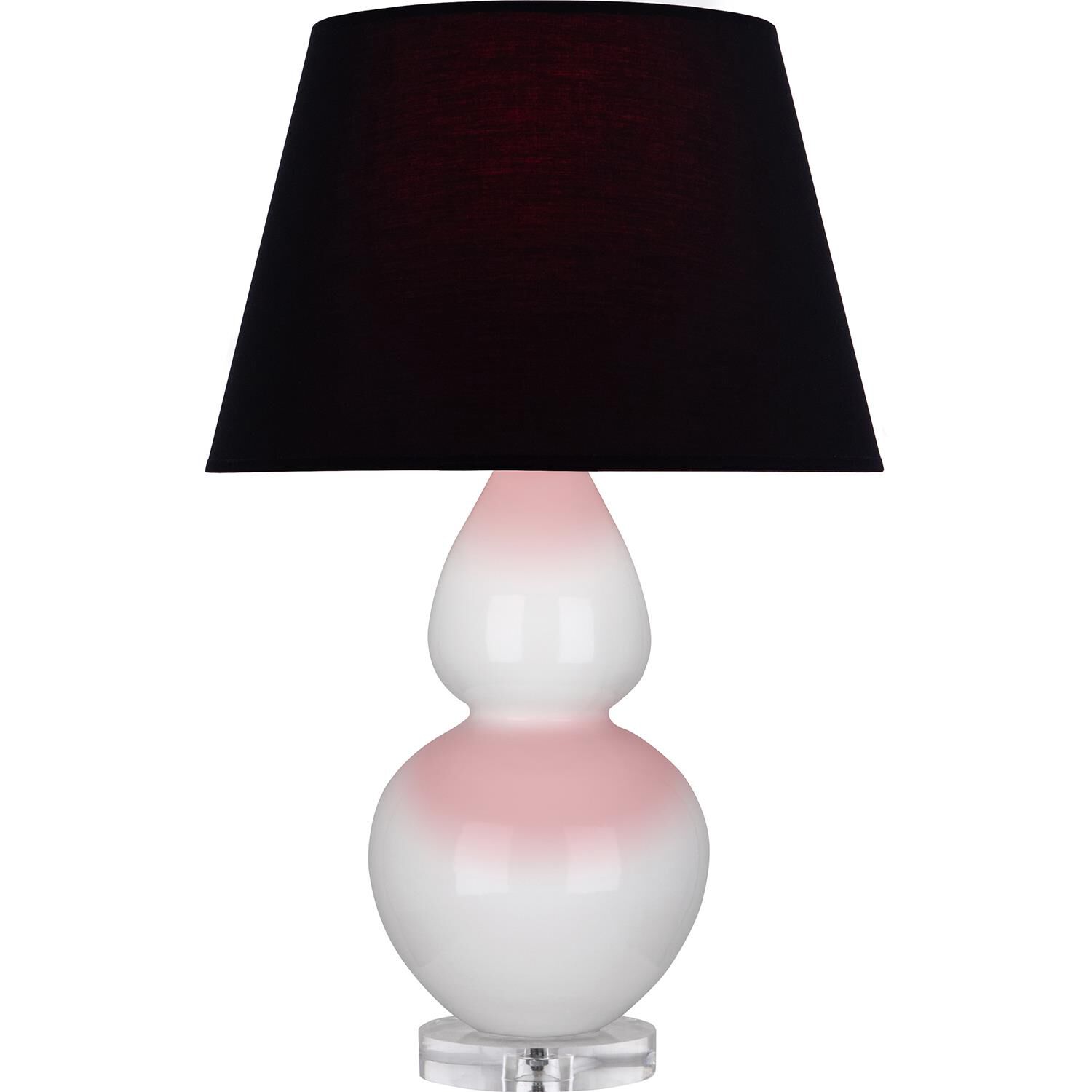 Shown in Lily finish and Ink Black with Rose Red Lining shade and Lucite accent