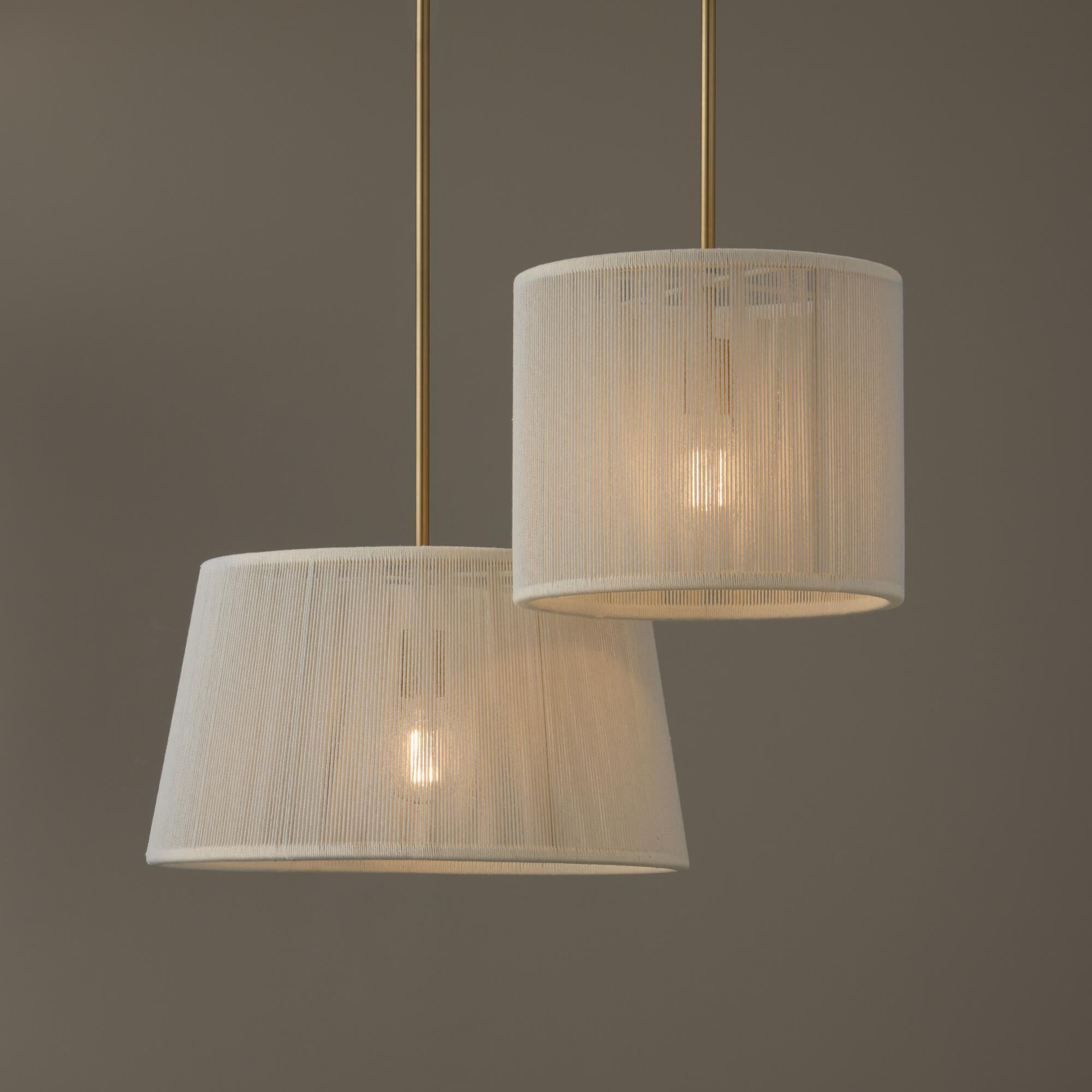 Shown in Matte Brass finish and Bleached Natural Rope shade