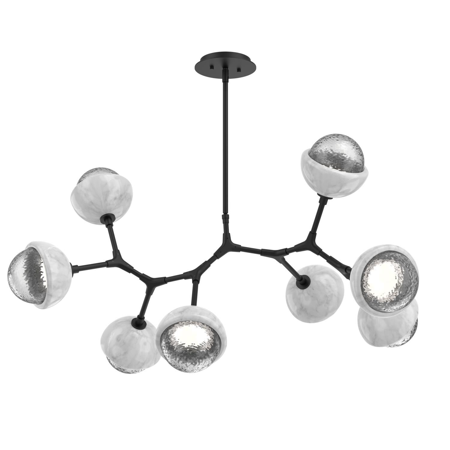 Shown in Matte Black finish and Clear glass and White Marble accent