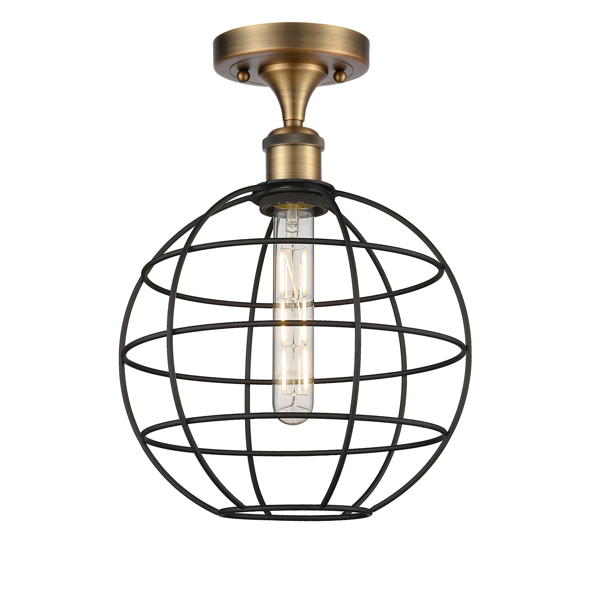 Shown in Brushed Brass finish and Matte Black Steel shade