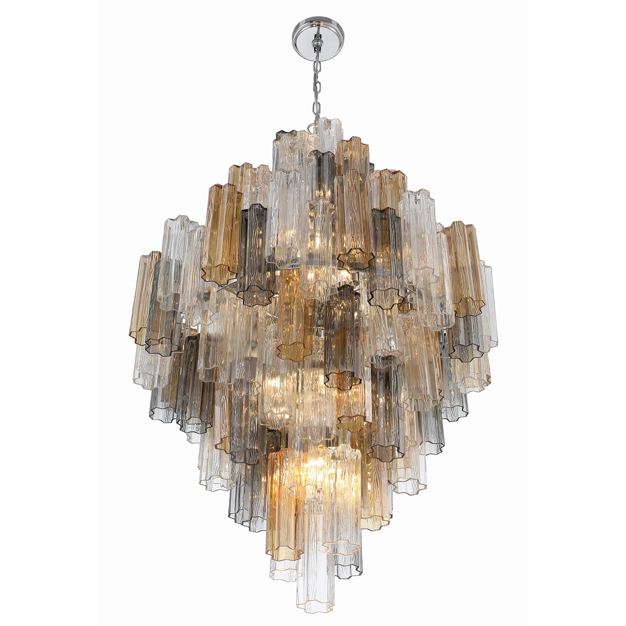 Shown in Polished Chrome finish and Tronchi Glass Autumn crystal