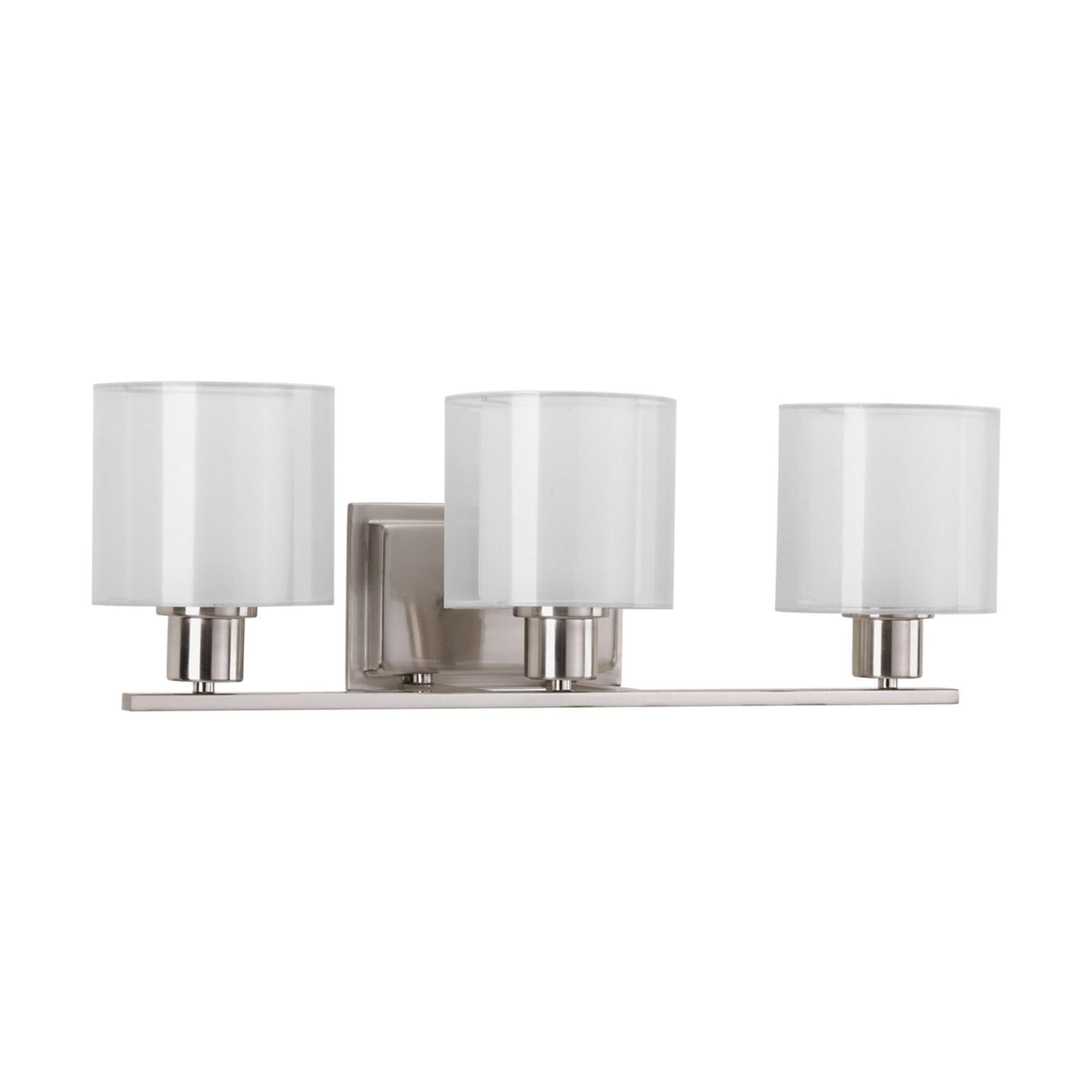 Shown in Brushed Nickel finish and White Etched glass and White Silk Mylar shade