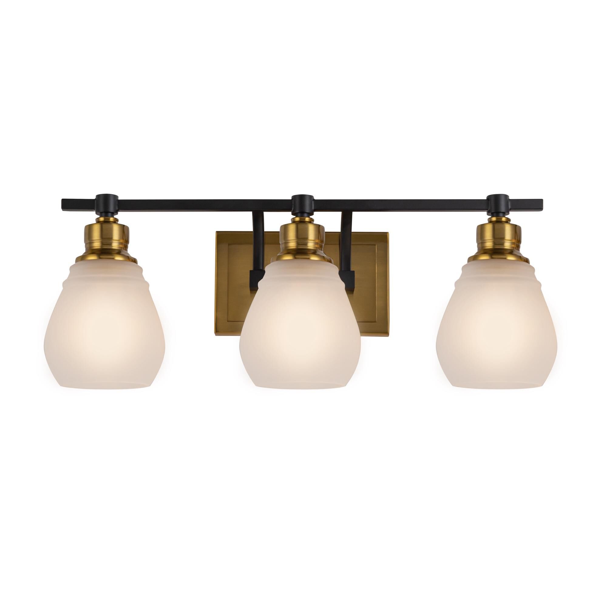 Shown in Brass & Black finish and Glass shade
