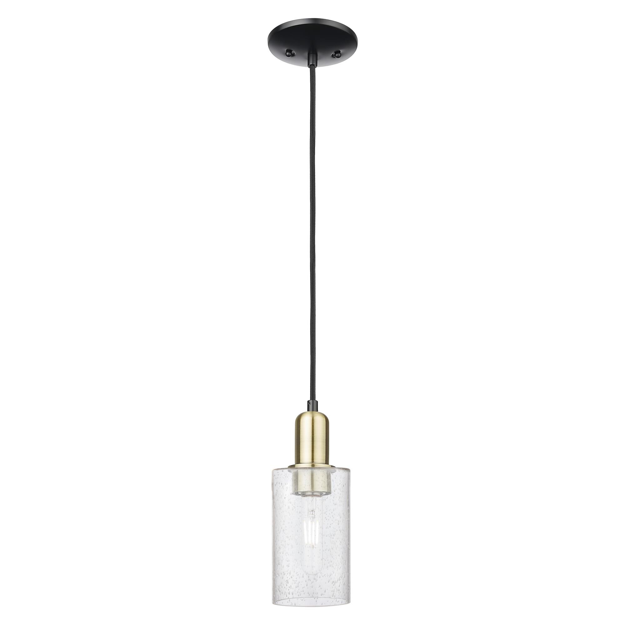 Shown in Black Antique Brass finish and Seedy glass