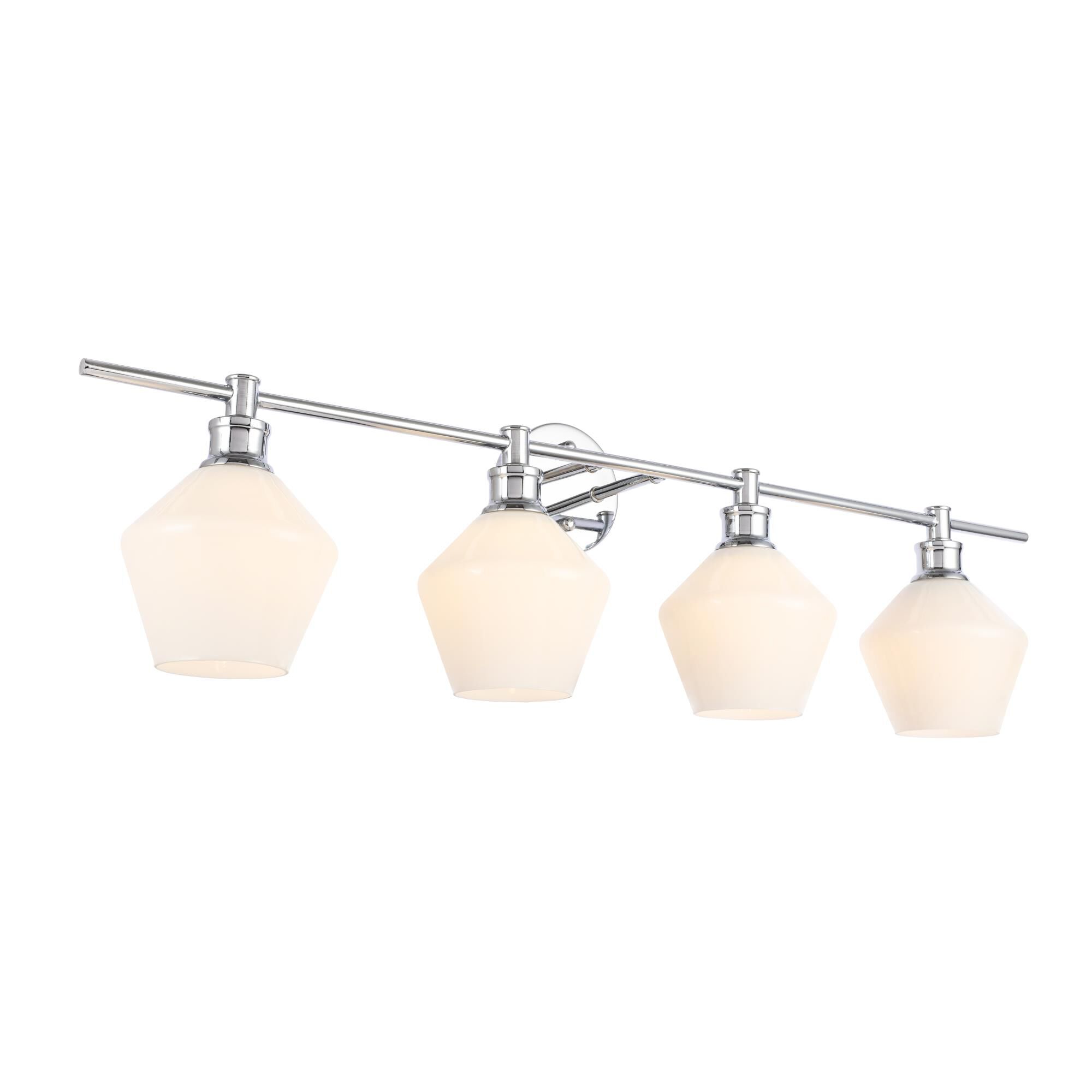 Shown in Chrome finish and Frosted White  glass