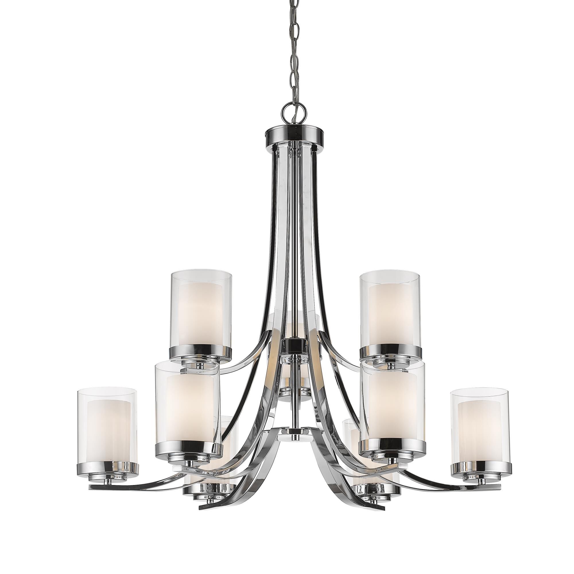 Shown in Chrome finish and Glass shade