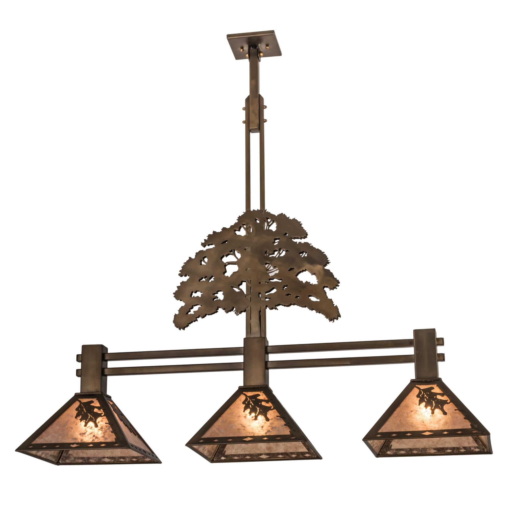 Shown in Antique Copper Finish finish and Silver Mica glass