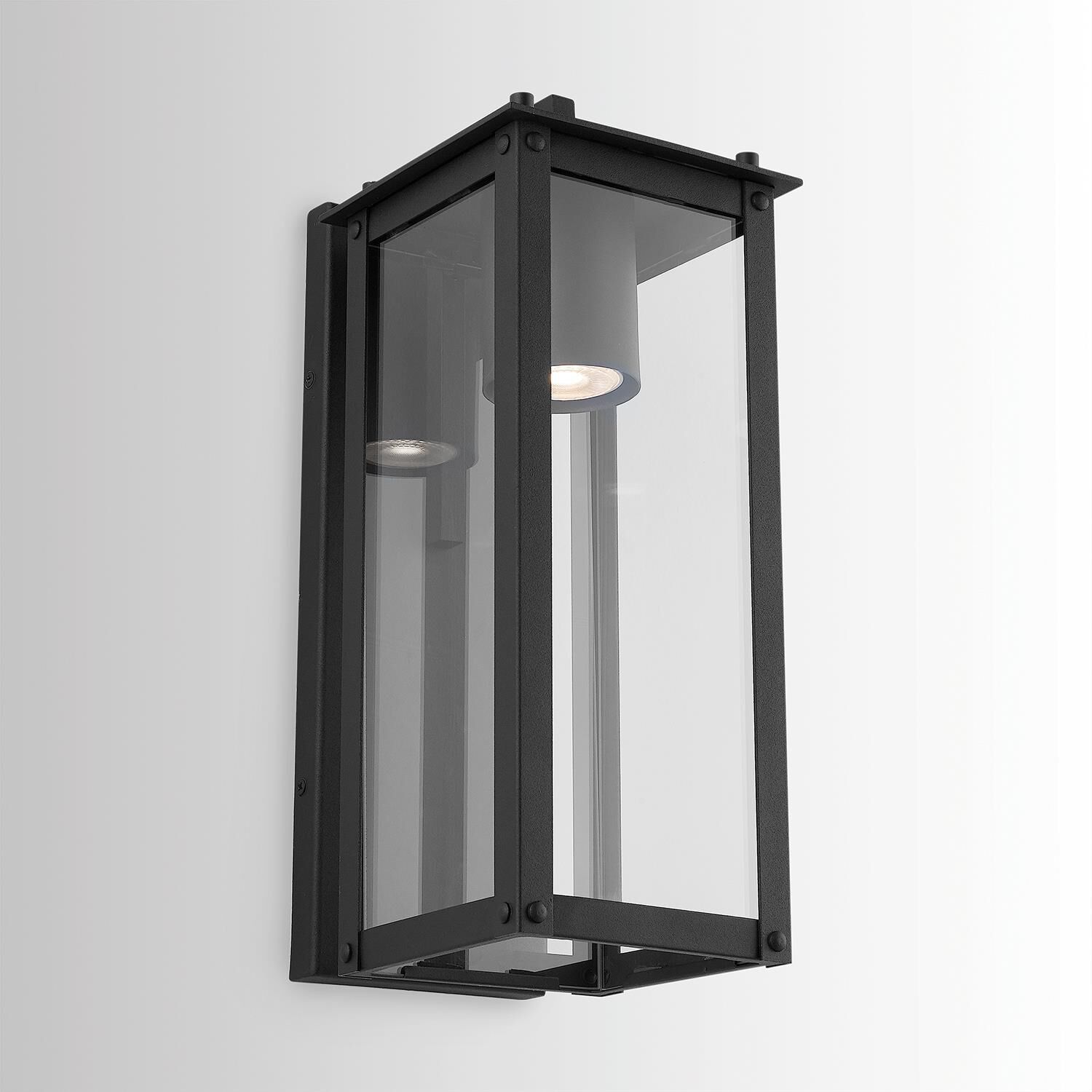Shown in Black finish and Clear glass
