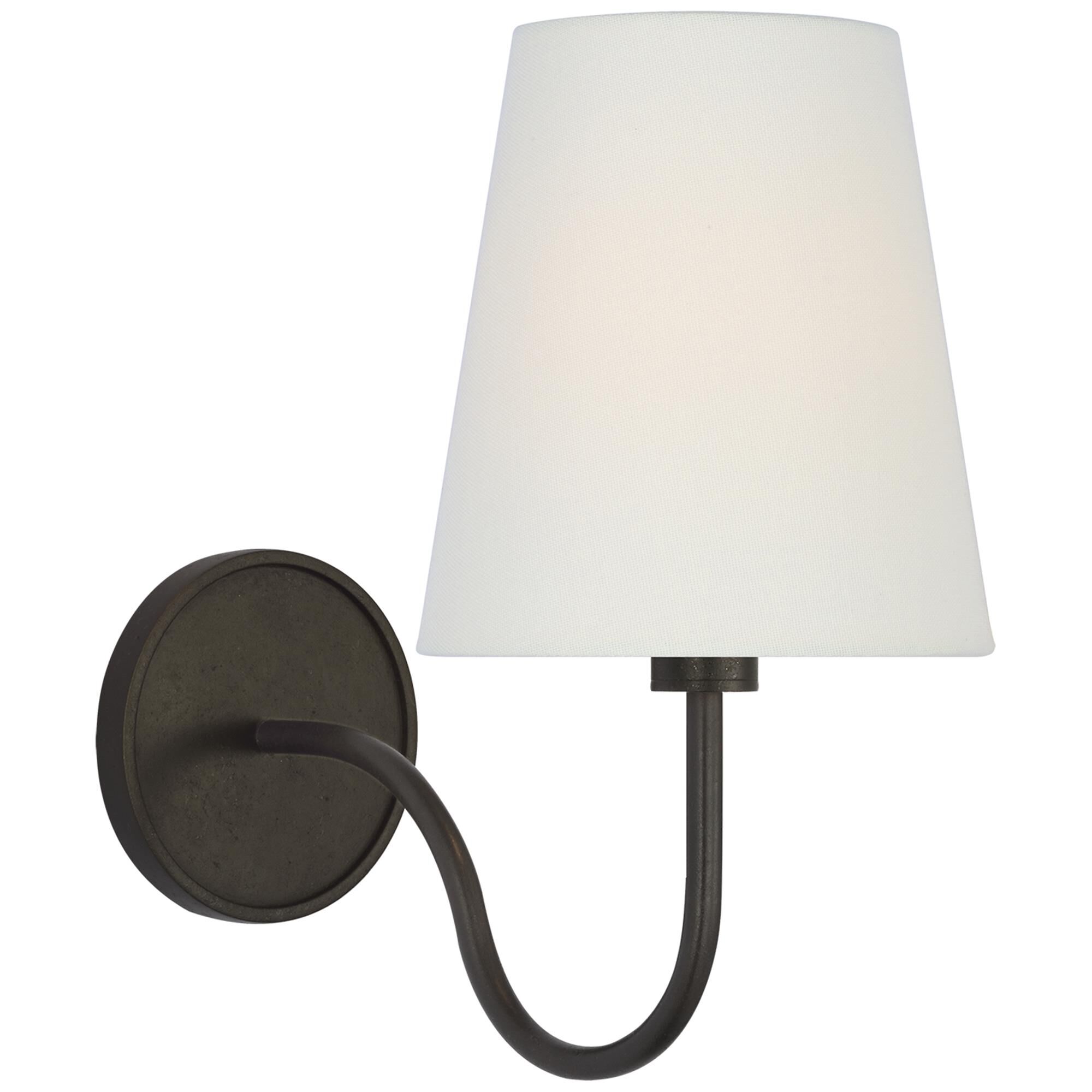 Shown in Aged Iron finish and Linen shade