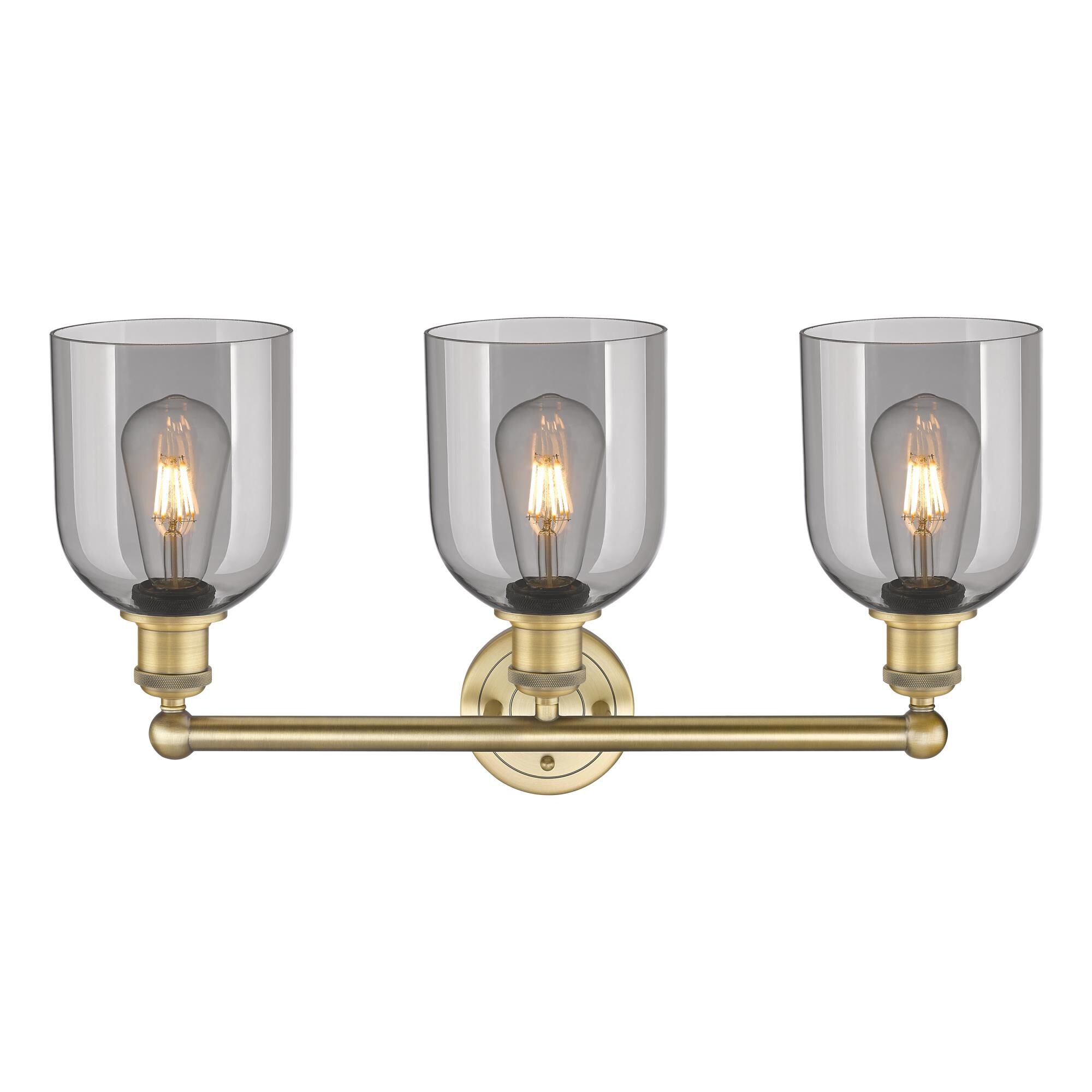 Shown in Brushed Brass finish and Light Smoke glass
