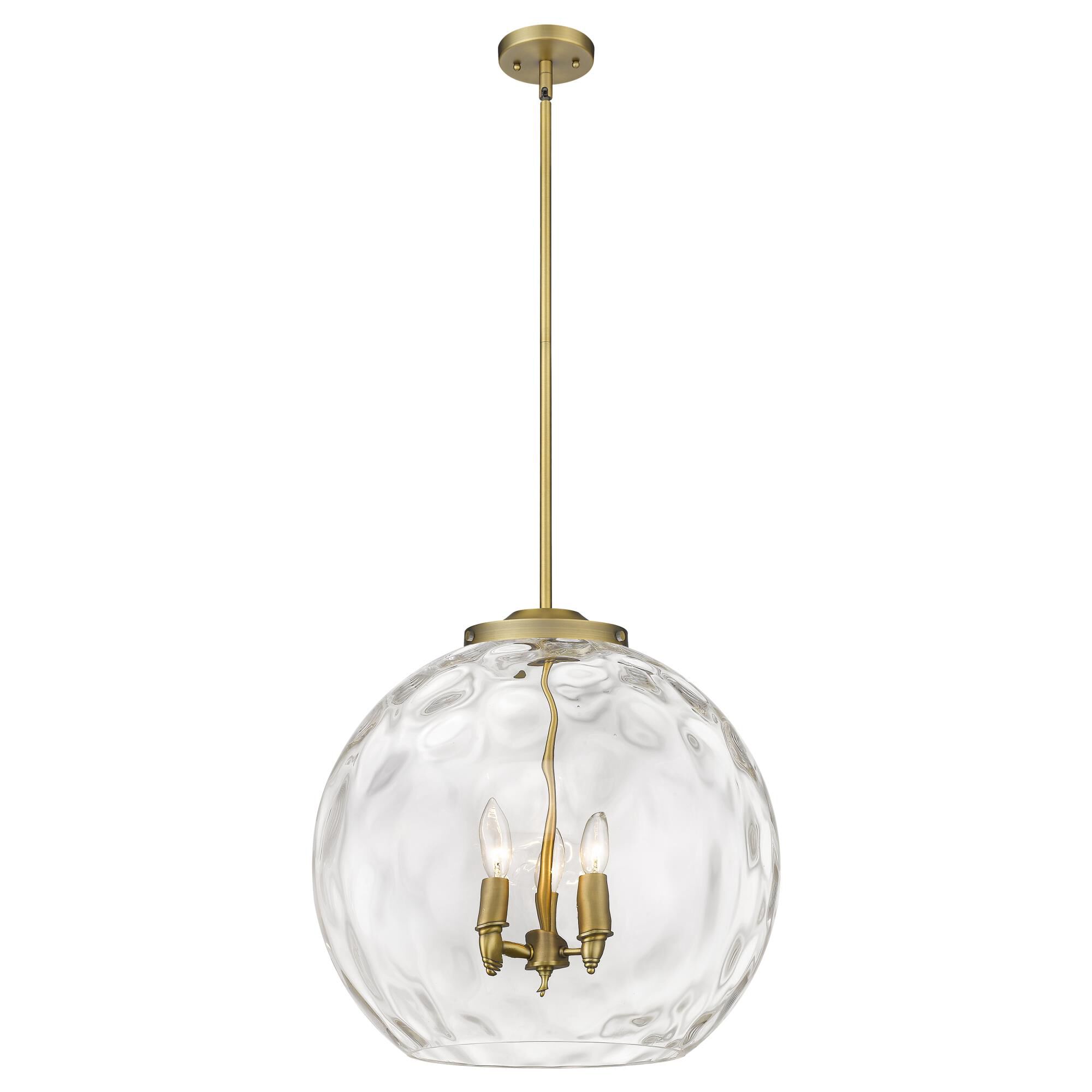 Shown in Brushed Brass finish and Clear glass