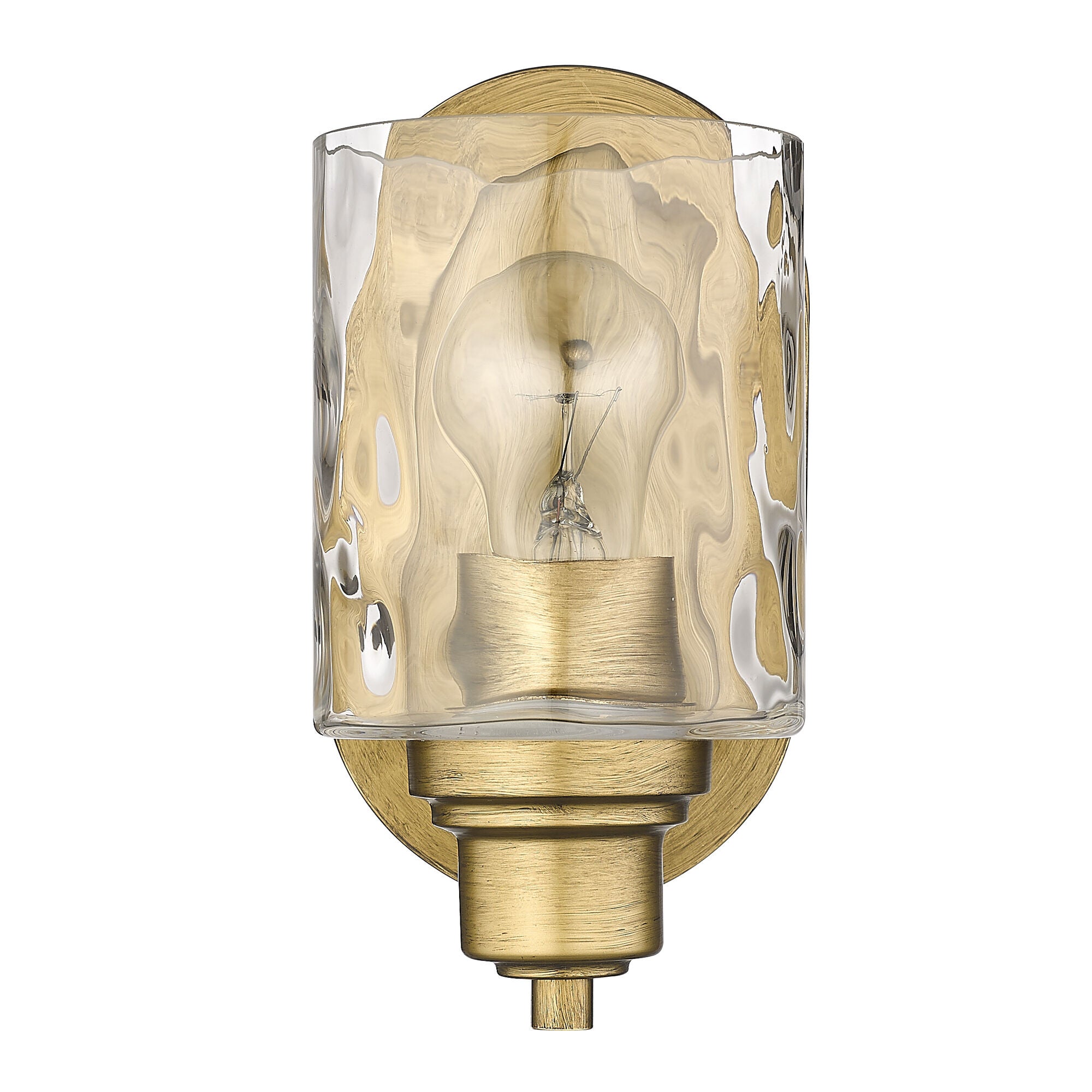 Shown in Antique Gold finish and Handblown Clear Optic glass