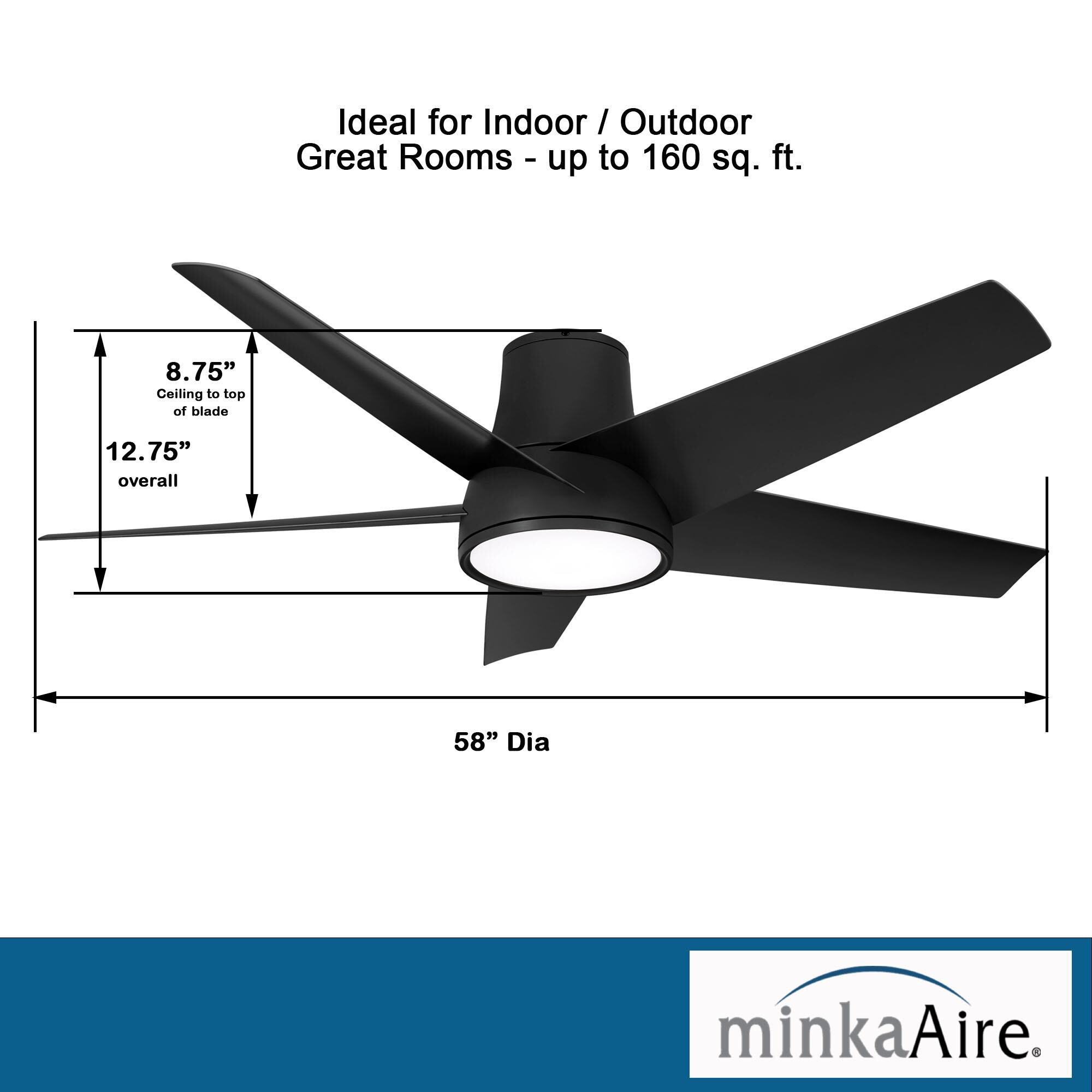 Chubby Outdoor Rated 58 Inch Flush Mount Fan with Light Kit by Minka Aire