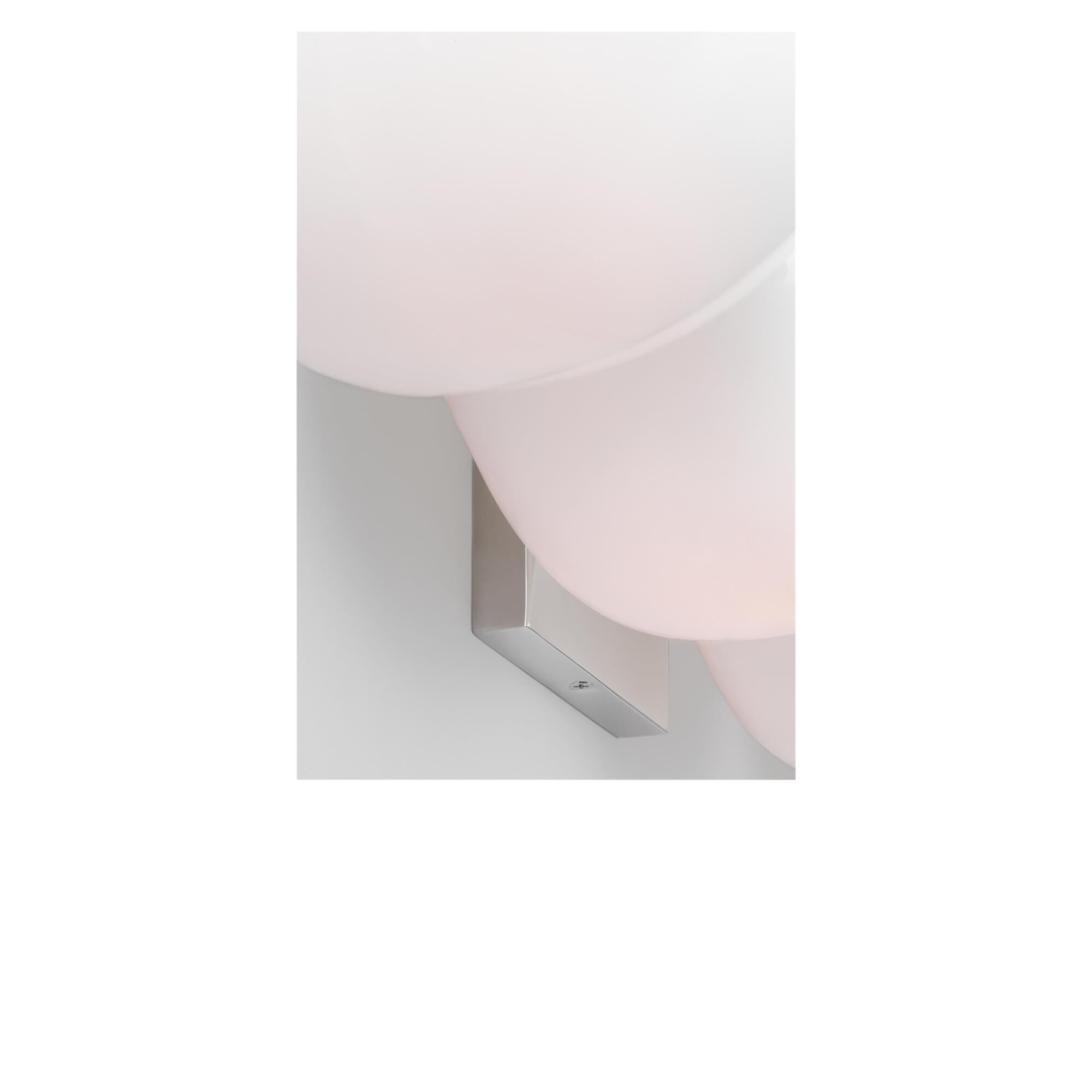 Shown in Polished Nickel finish and Milk glass