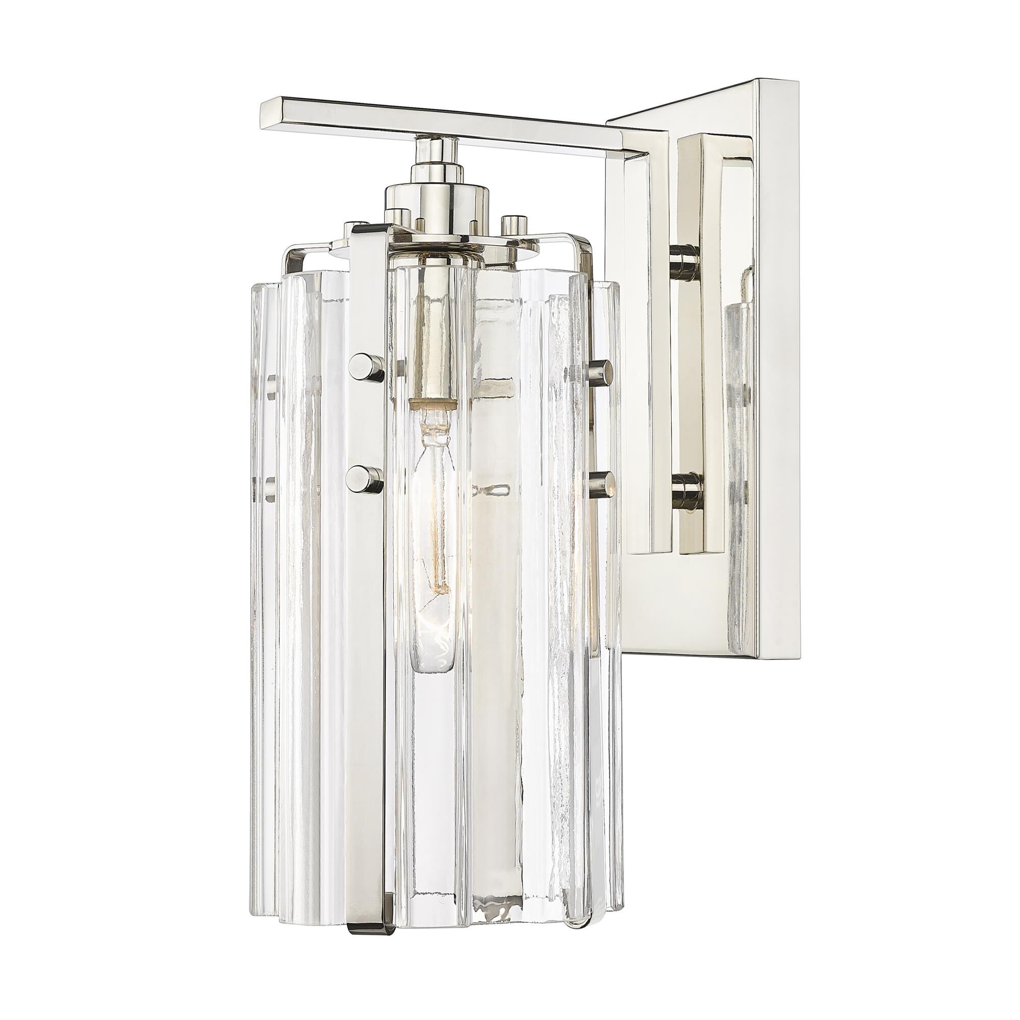 Shown in Polished Nickel finish and Clear glass and Clear shade