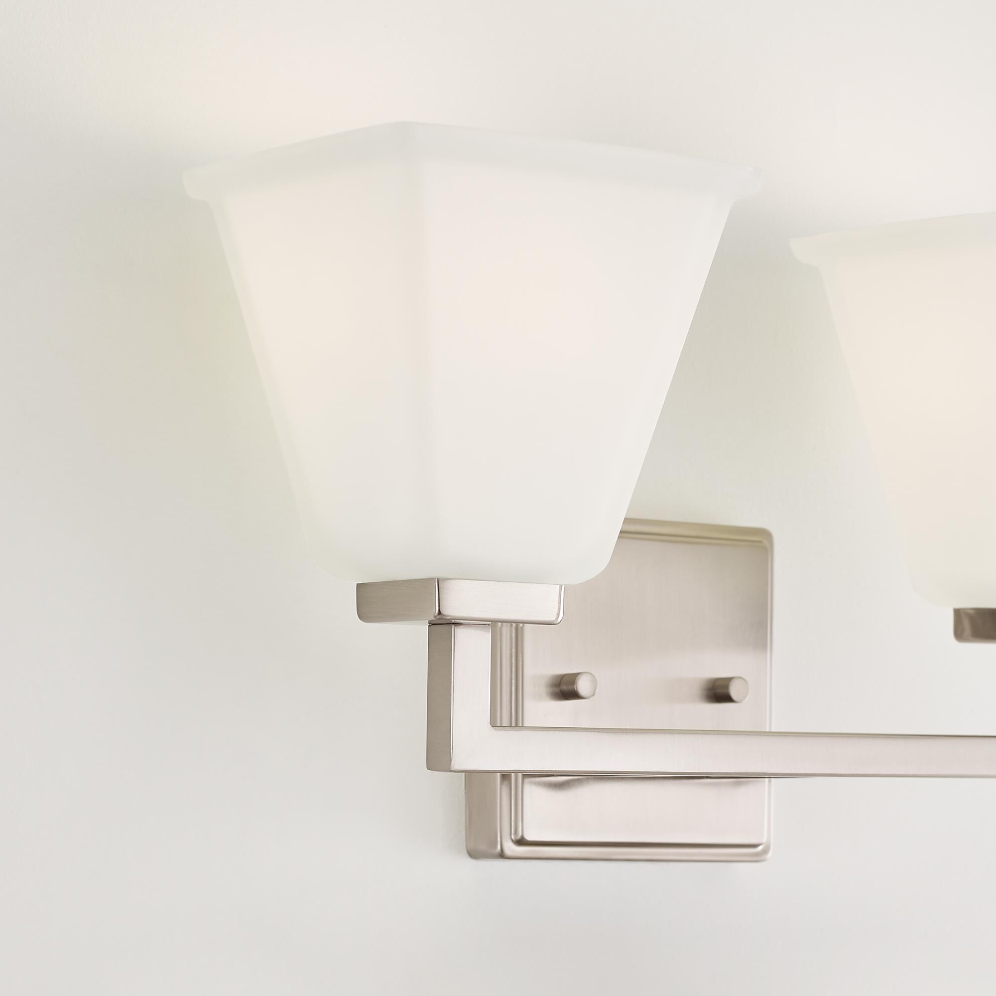 Shown in Brushed Nickel finish and Etched - White Inside glass