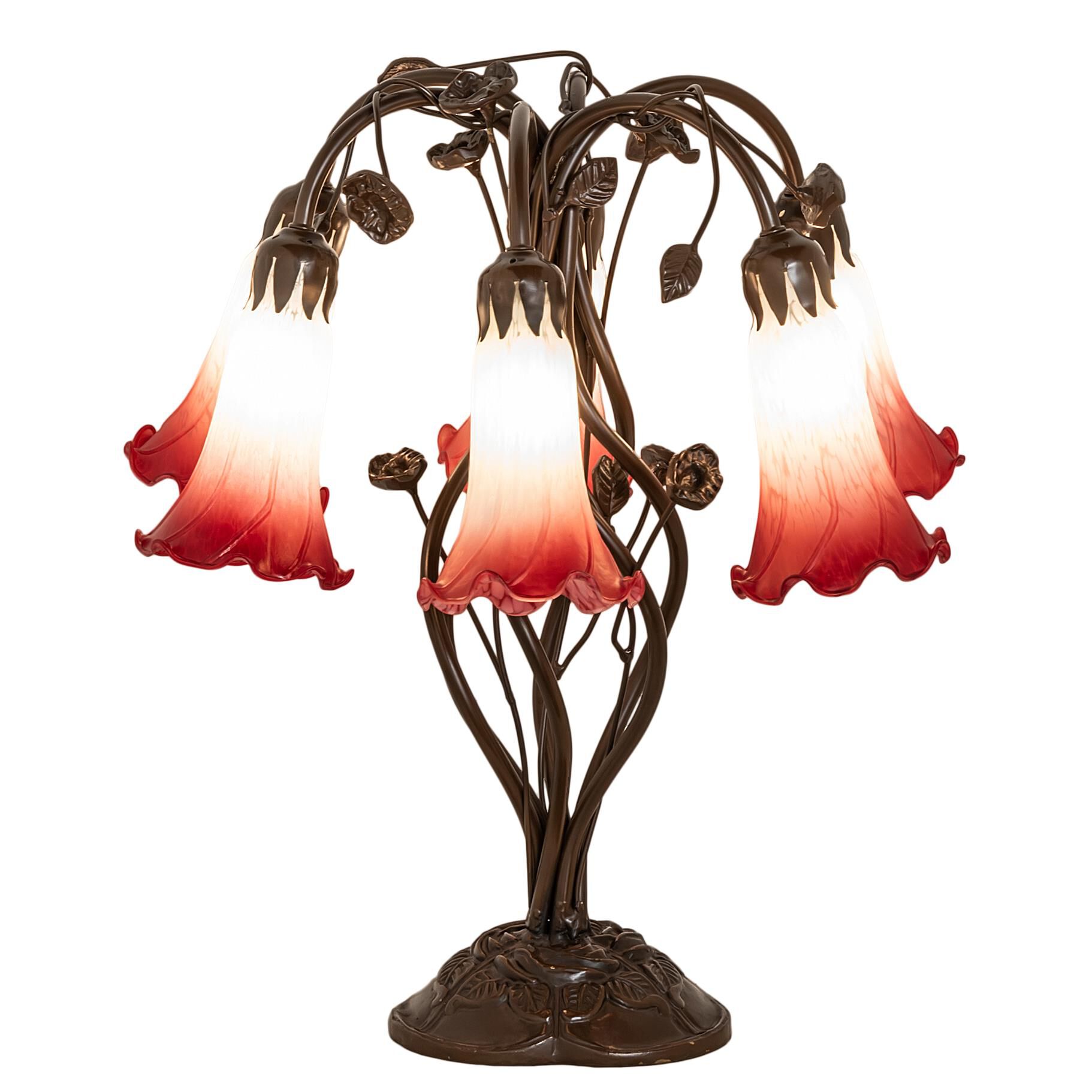 Red and White Pond Lily 19 Inch Table Lamp by Meyda Lighting