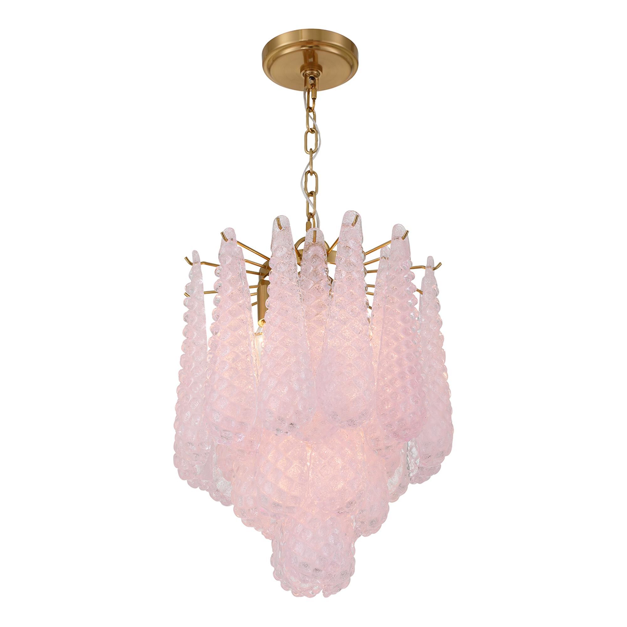 Shown in Aged Brass finish and Sand Blush glass