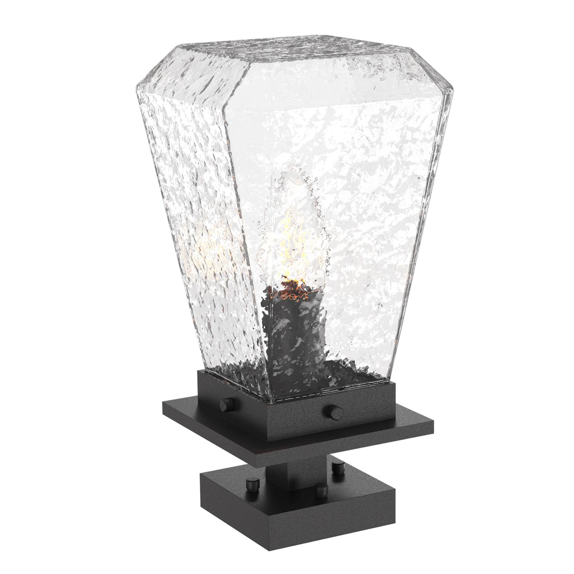 Shown in Textured Black finish and Clear Blown glass