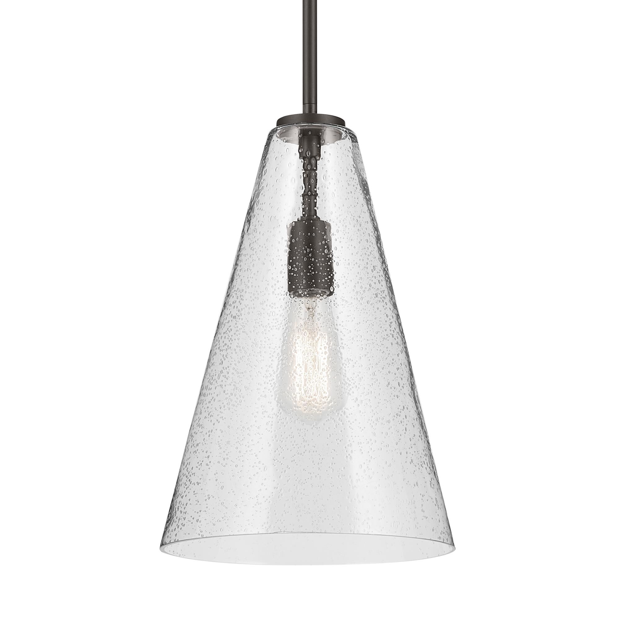 Shown in Olde Bronze finish and Clear Seeded glass