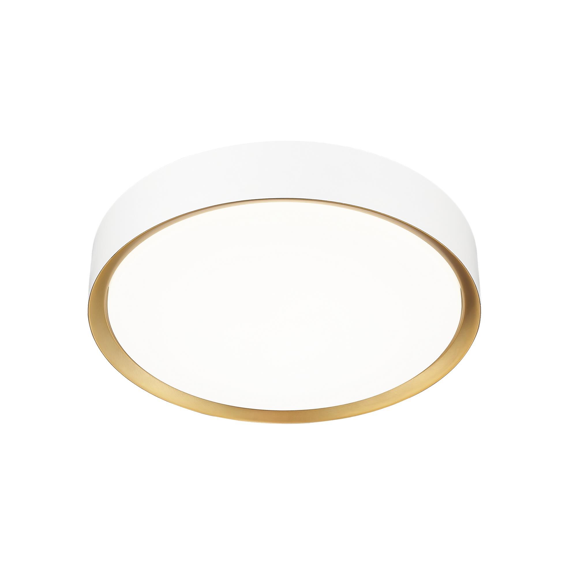 Shown in Matte White And Modern Gold finish and Frosted glass and Frosted shade