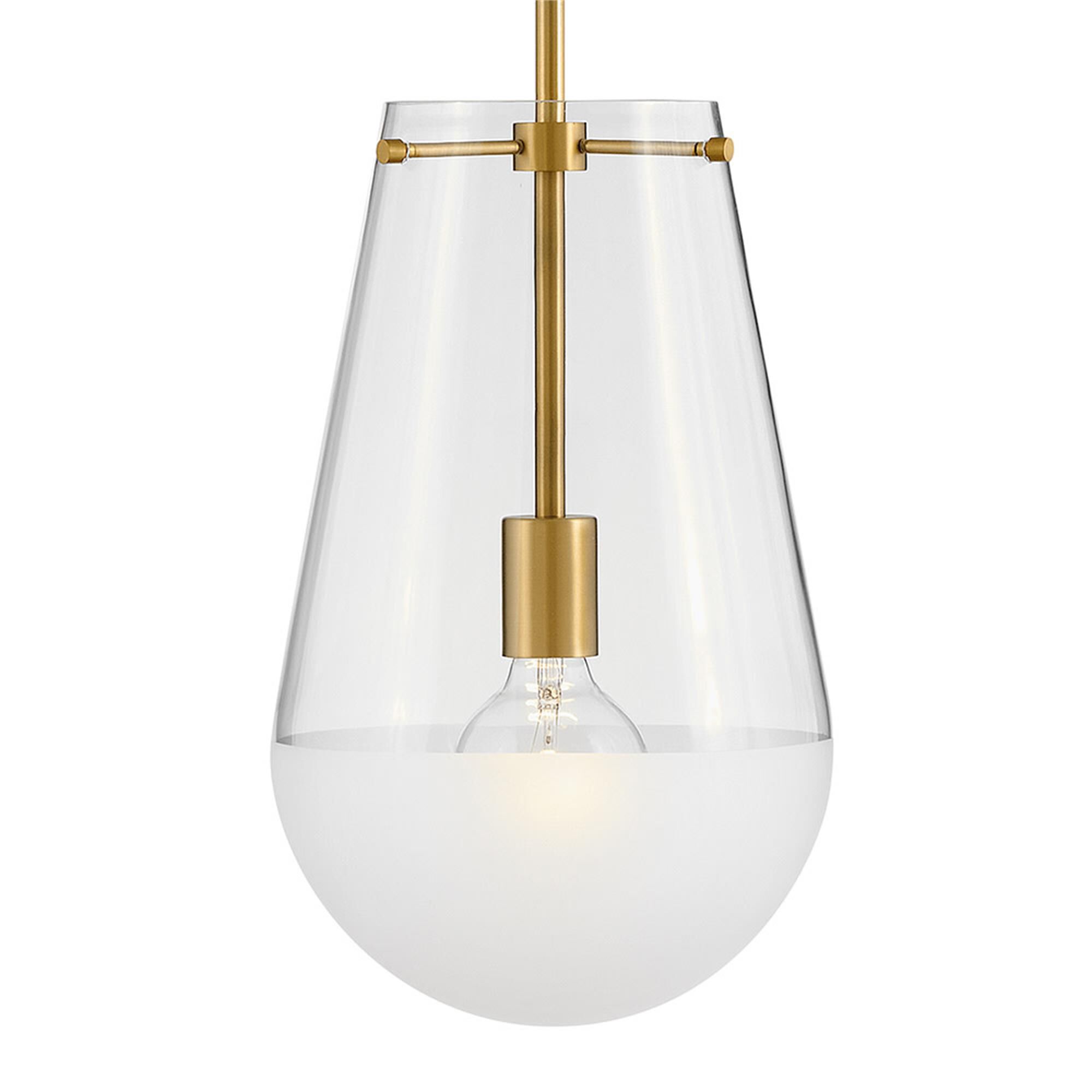 Shown in Lacquered Brass finish and Clear With Etch-Dipped glass