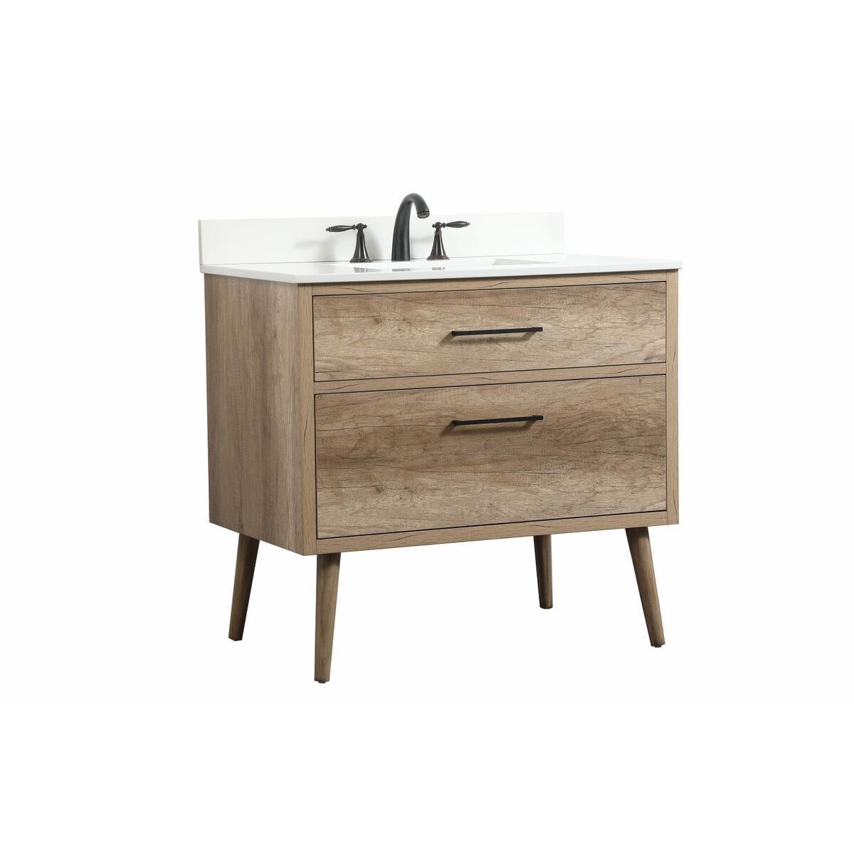 Shown in Natural Oak finish and With Backsplash accent