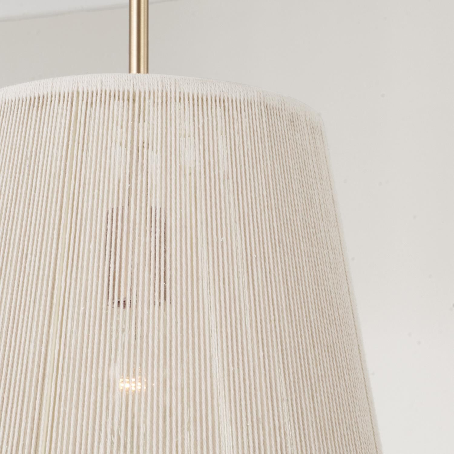 Shown in Matte Brass finish and Bleached Natural Rope shade