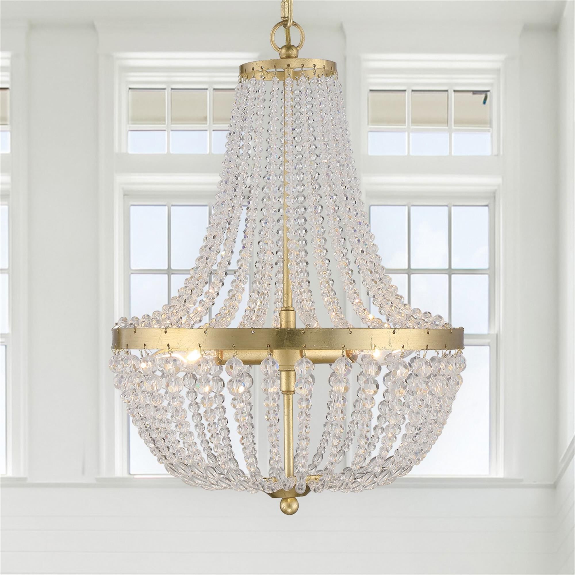 Shown in Antique Gold finish and Hand Cut Crystal Beads crystal