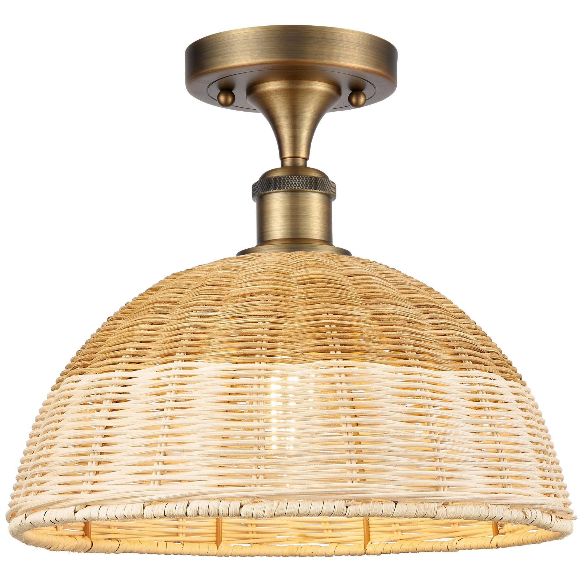 Shown in Brushed Brass finish and Natural shade