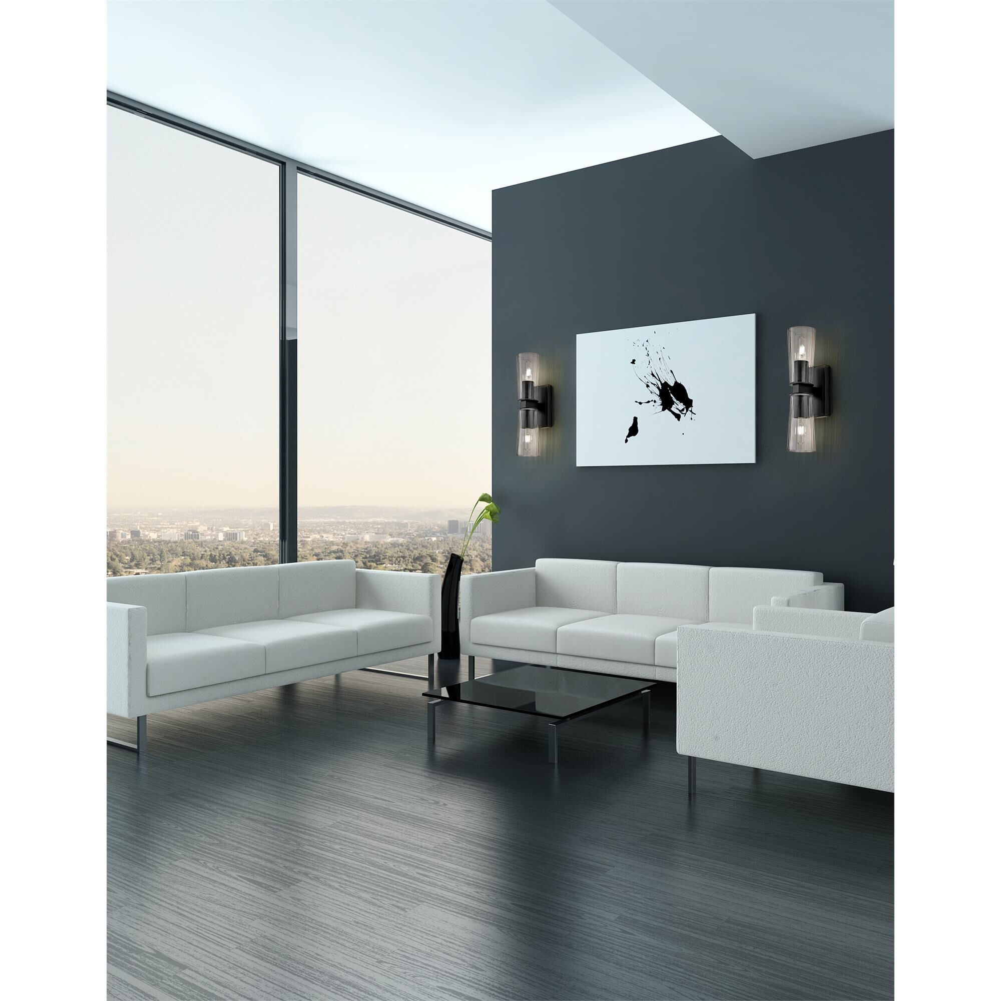 Shown in Matte Black finish and Clear glass and Clear shade