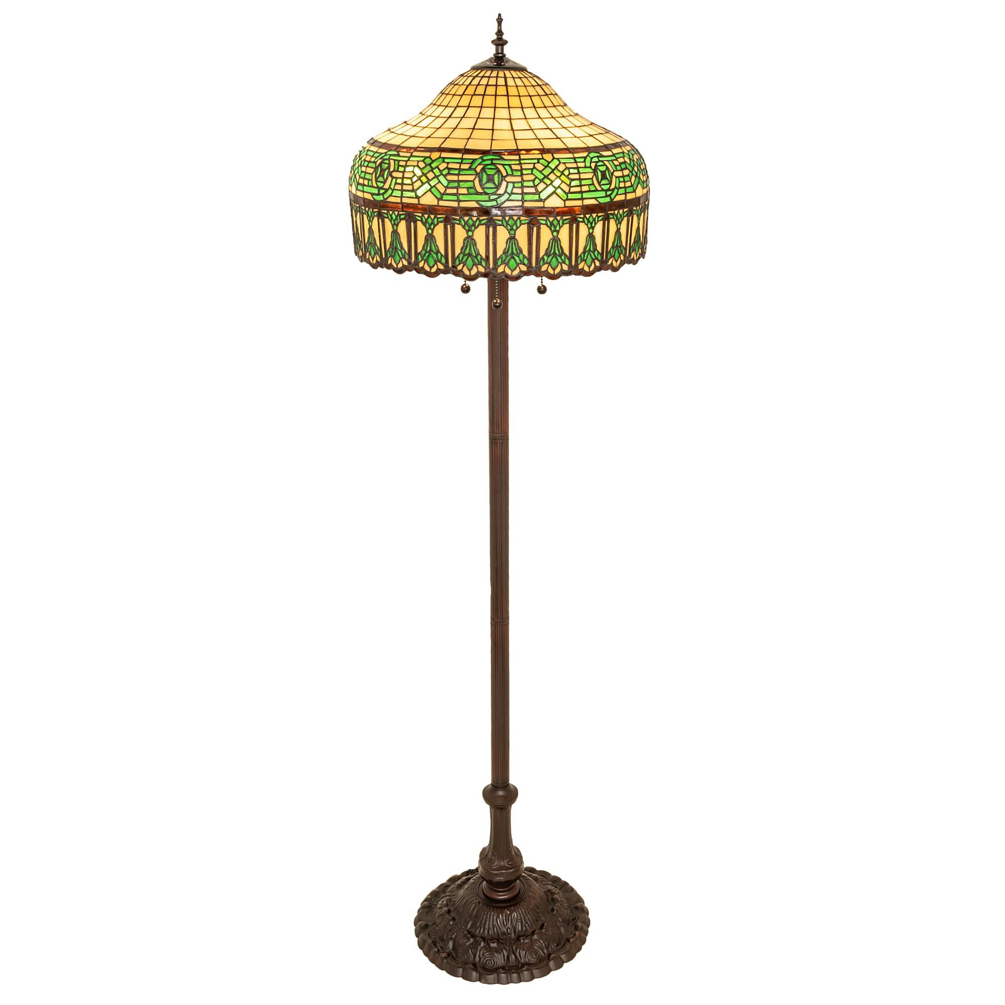 Shown in Mahogany Bronze finish and Sunflower;Green;Beige glass